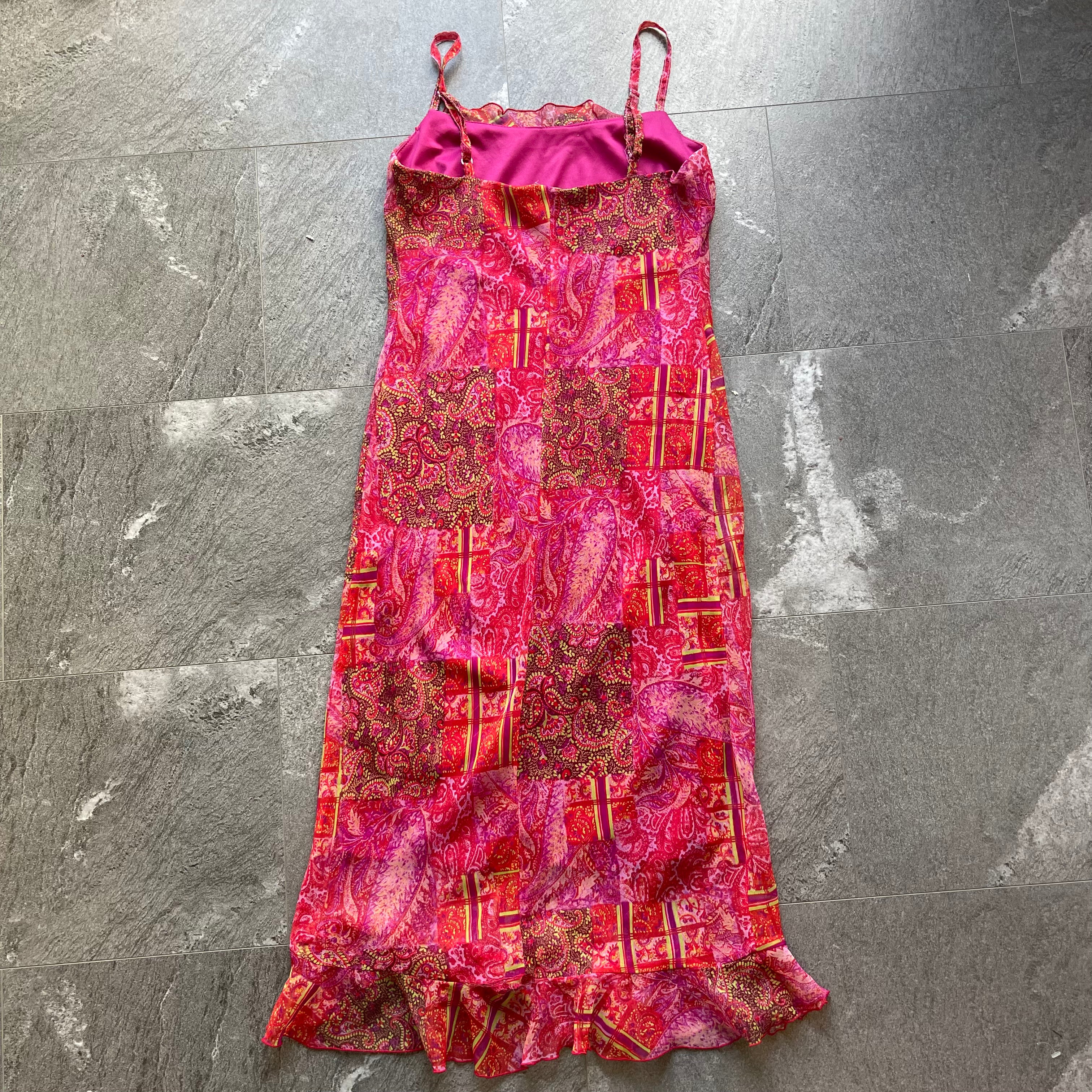 Pink Paisley Print Midi Dress