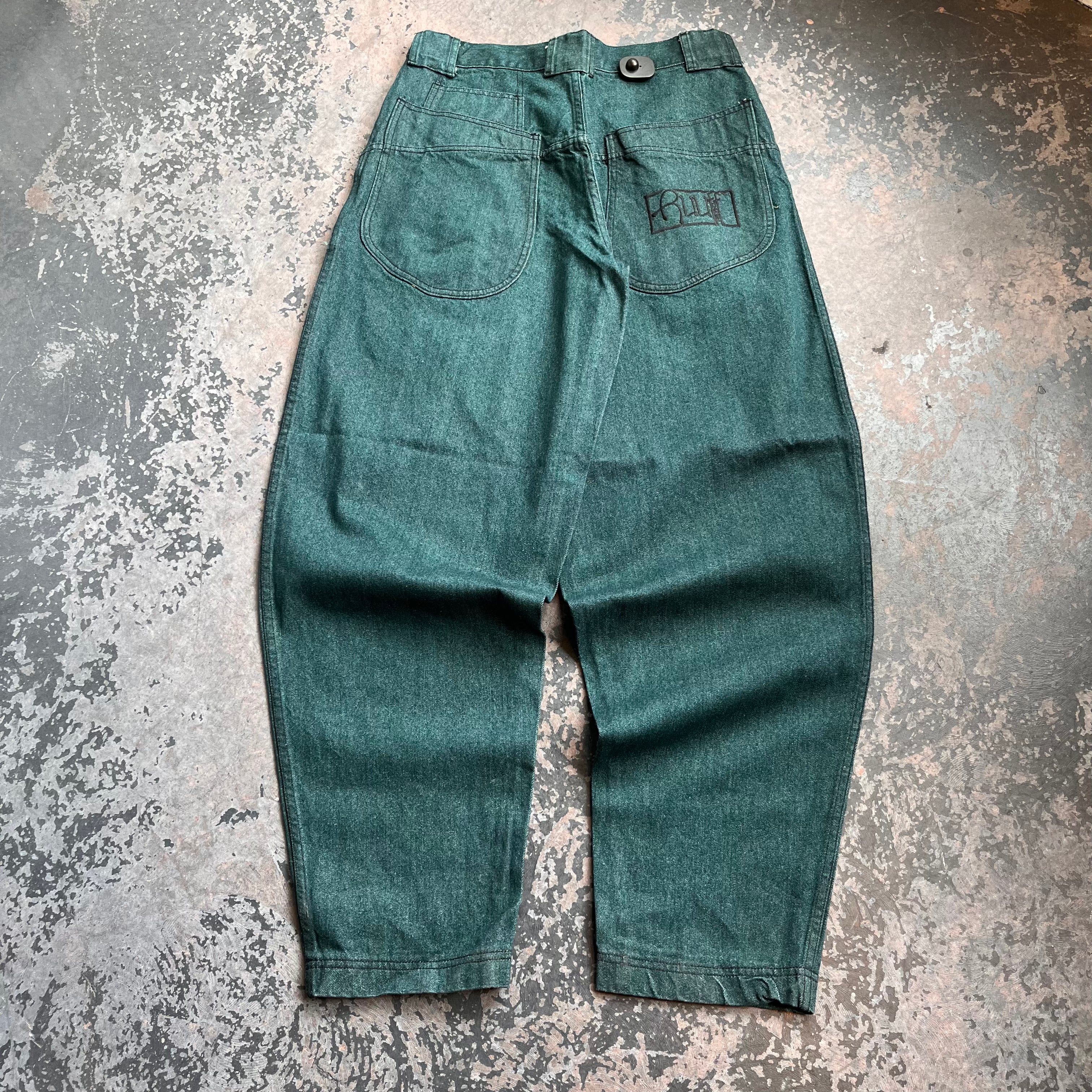 Y2K Ruff Denim Jeans (Green)