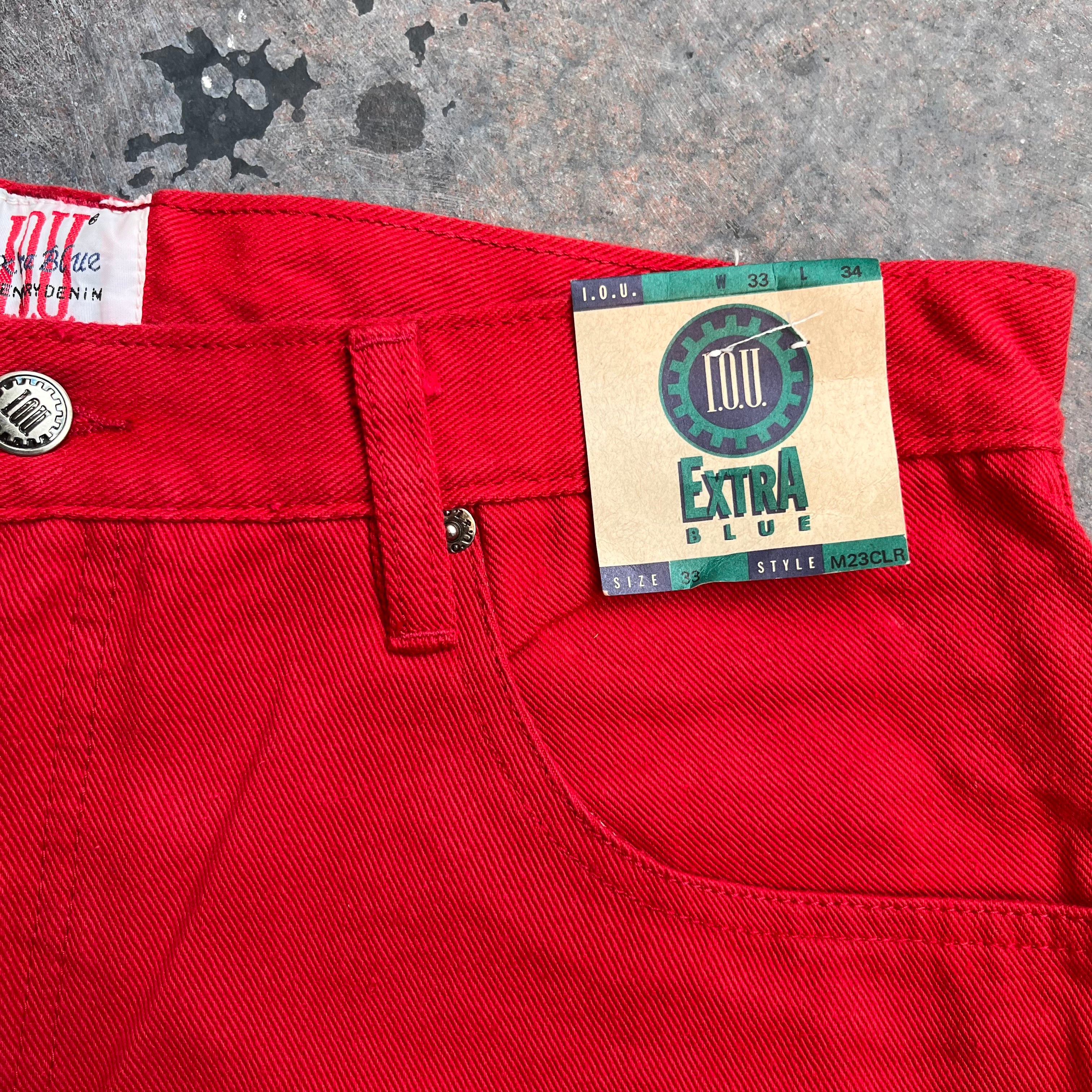Y2K I.O.U. Denim Jeans (Red)