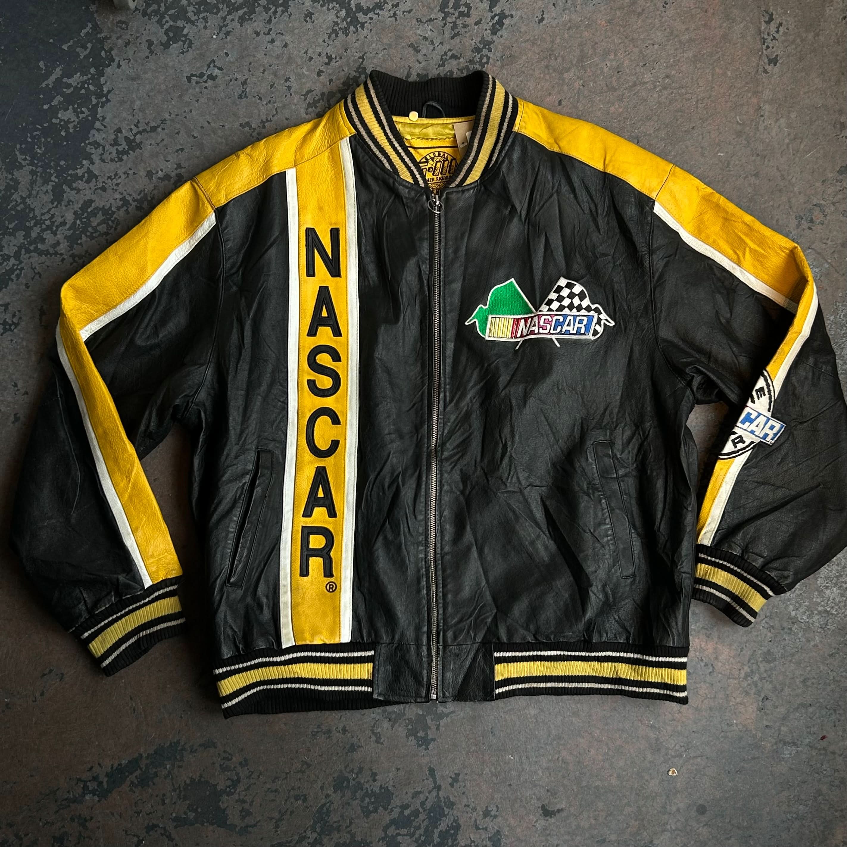 Vintage Global Leather Fashions Nascar Racing Jacket L