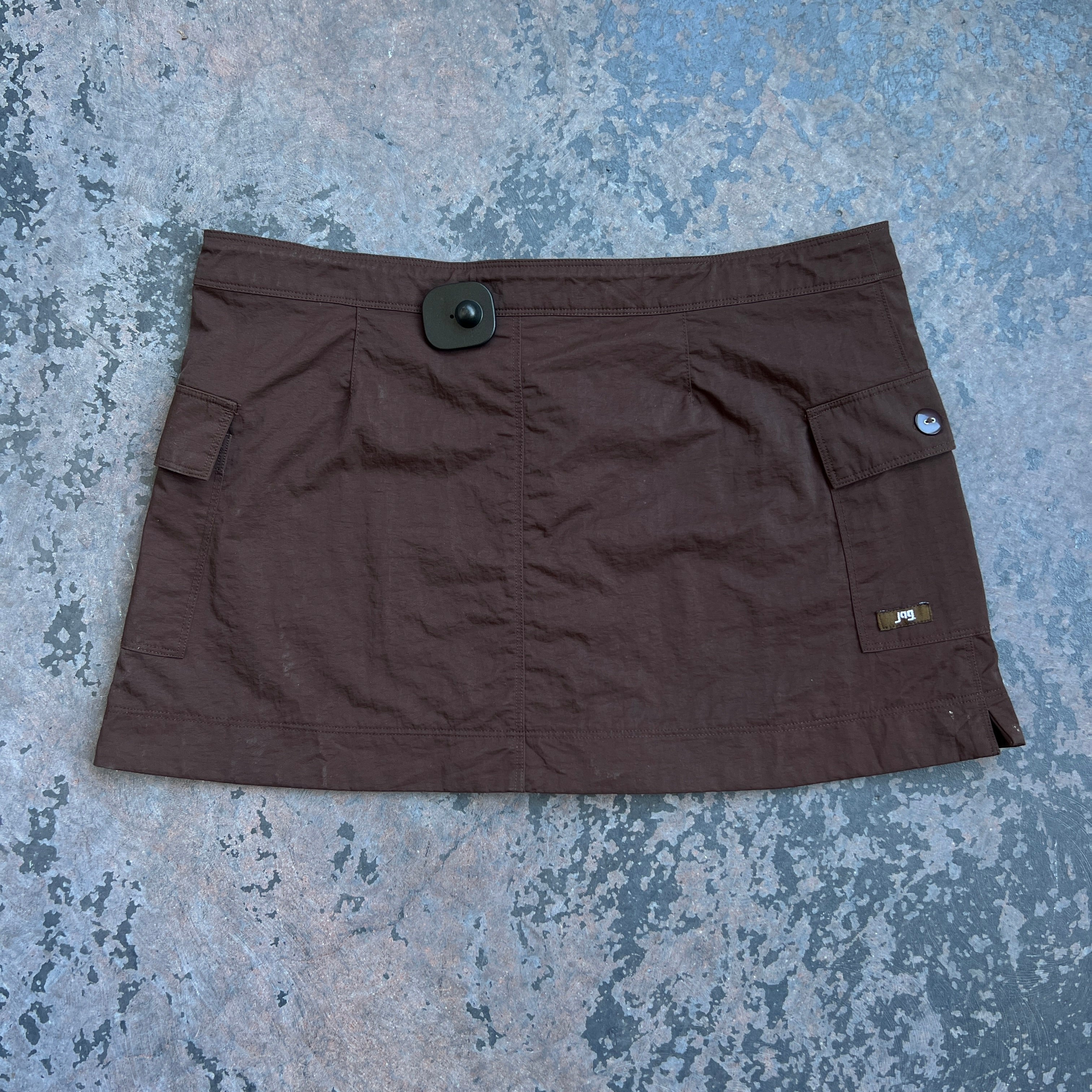Brown Cargo Mini Skirt