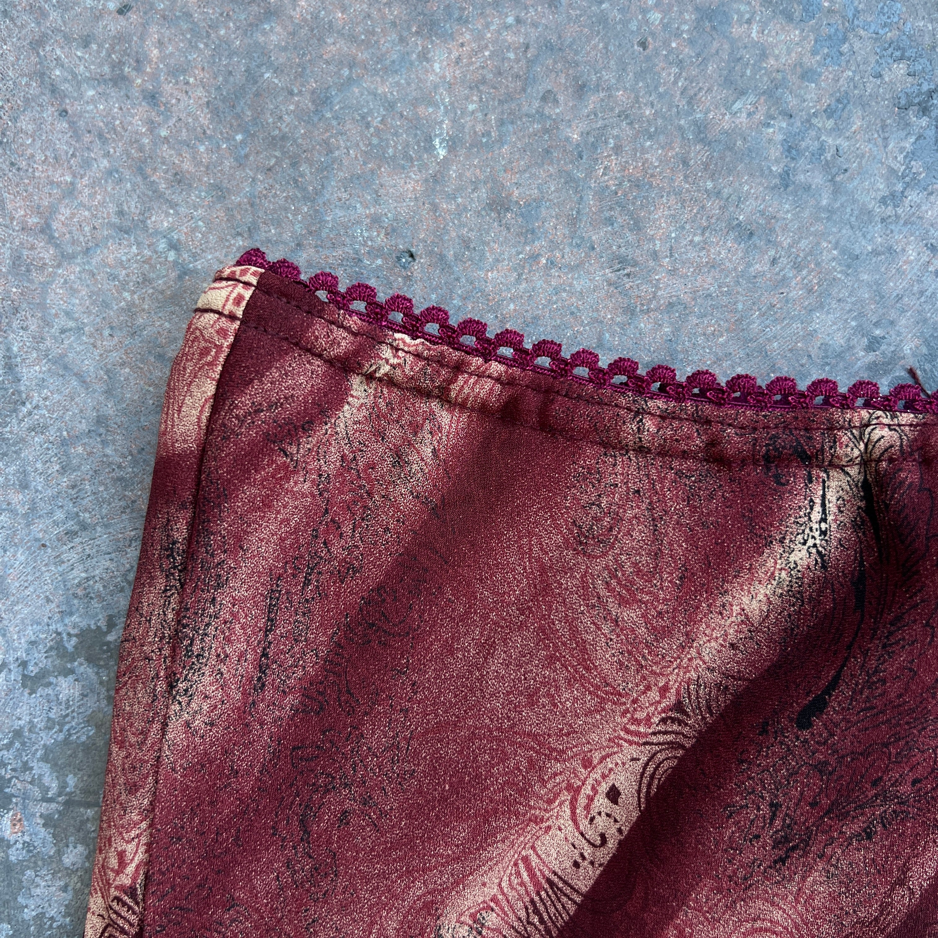 Burgundy Printed Midi Skirt
