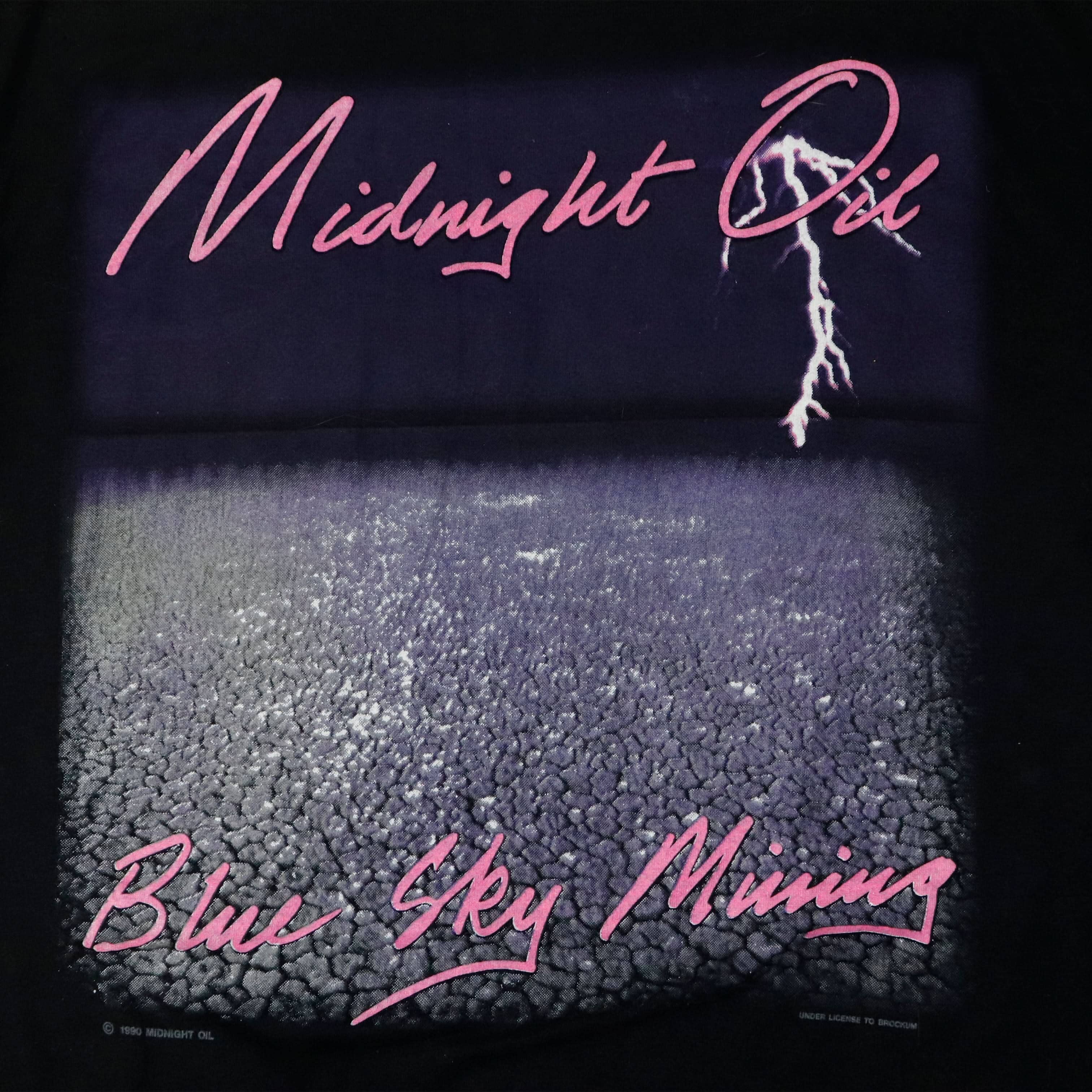 Vintage 1990 Brockum Midnight Oil Blue Sky Mining Graphic T-Shirt Size L FAIF.CA 