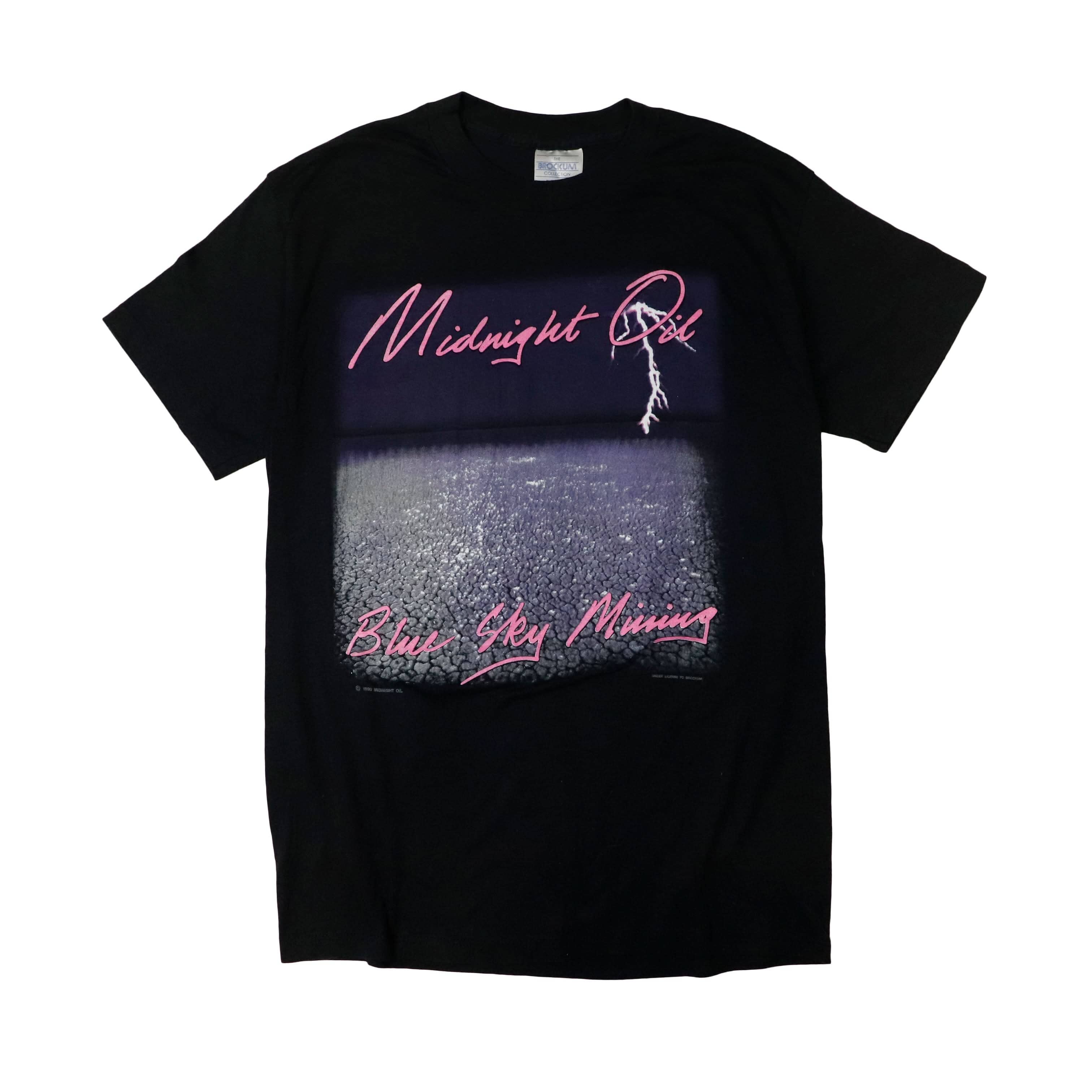 Vintage 1990 Brockum Midnight Oil Blue Sky Mining Graphic T-Shirt Size L FAIF.CA 