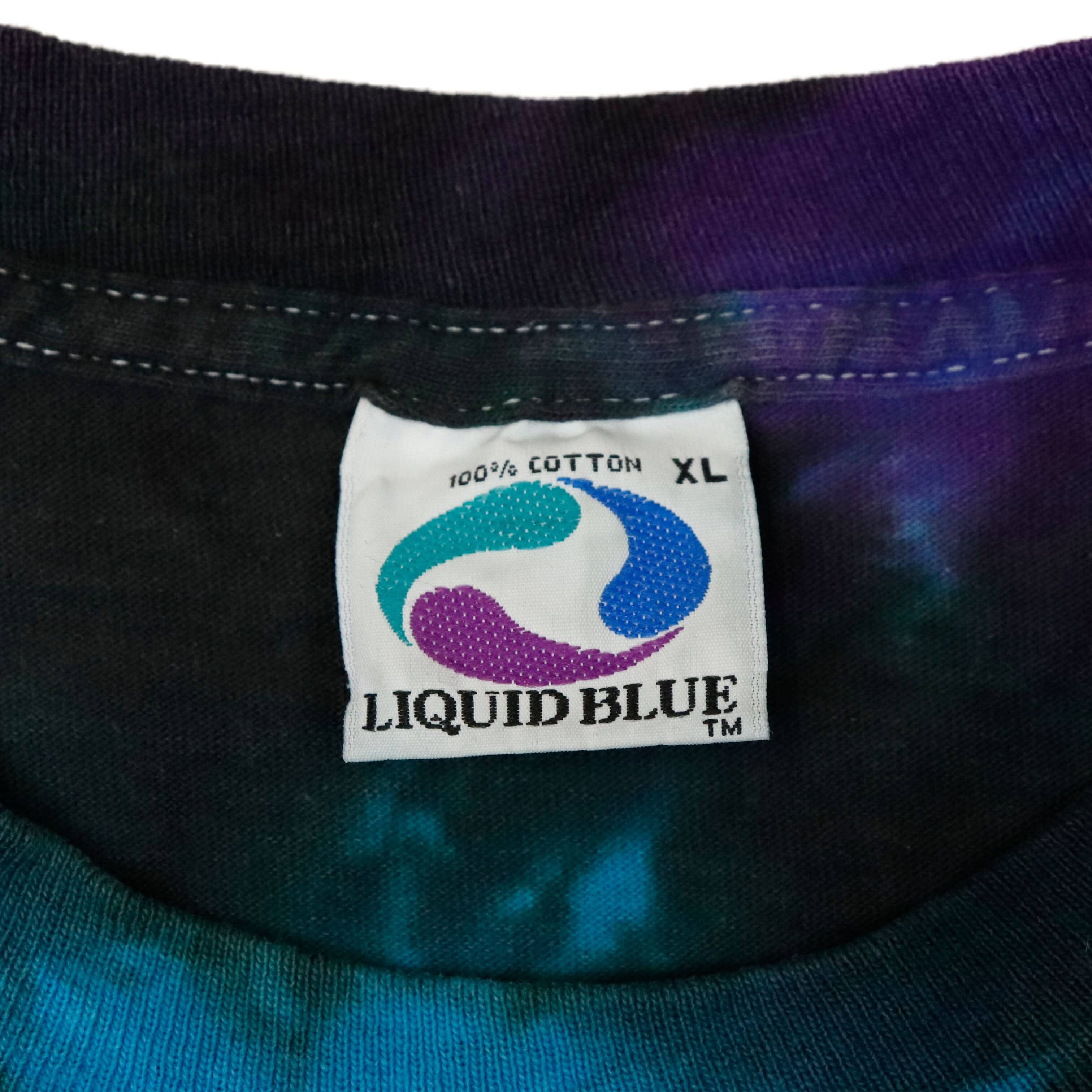 Vintage 1990 Liquid Blue Dancing Skeletons Tie-Dye T-Shirt Size XL FAIF.CA 