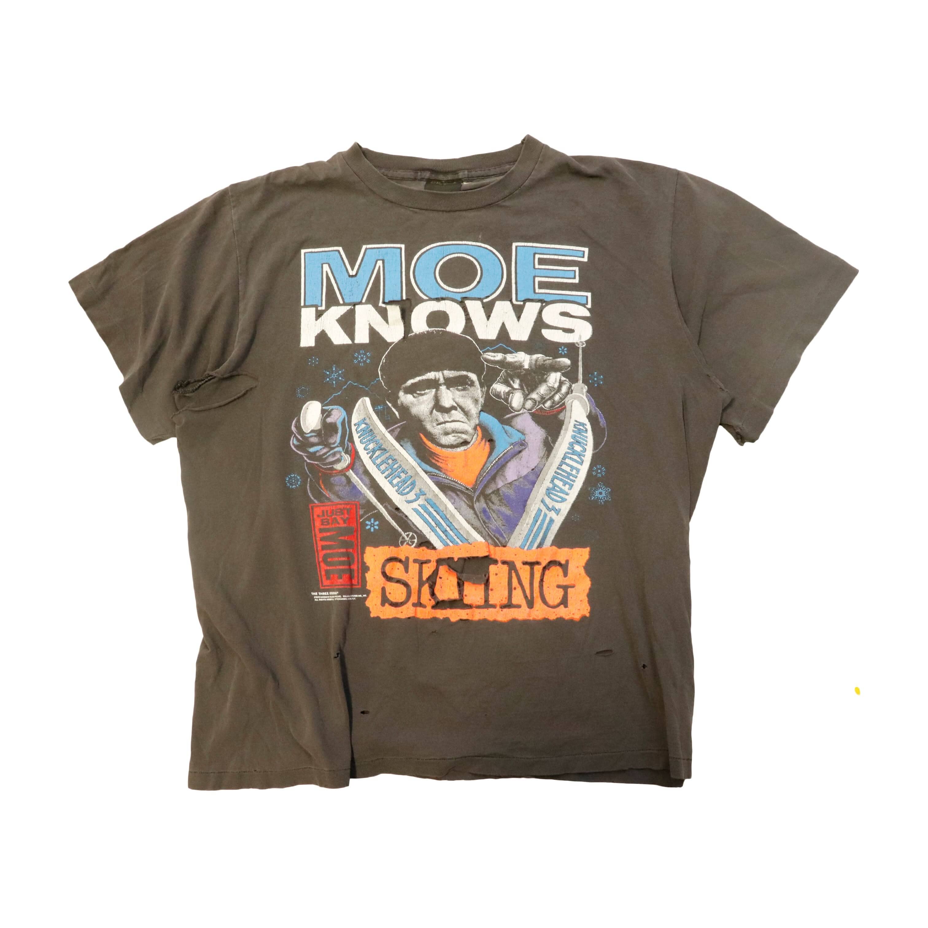 Vintage 1990 Moe Knows Skiing Graphic T-Shirt Size XL FAIF.CA 