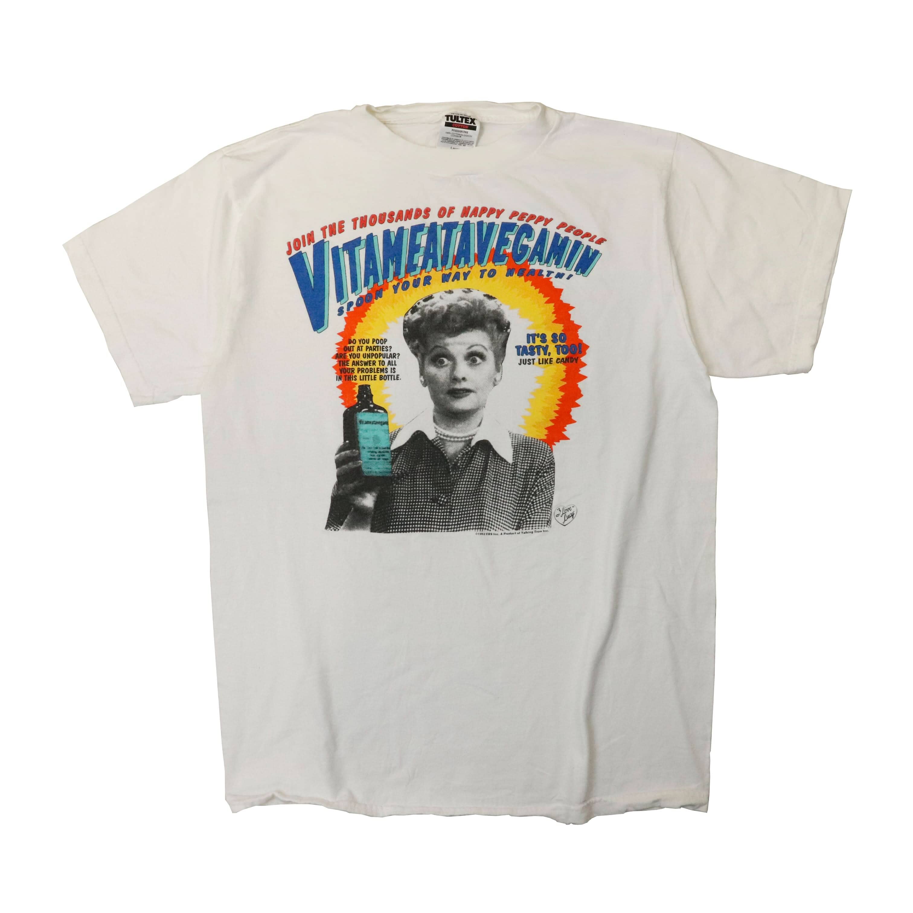 Vintage 1992 I Love Lucy Vitameatavegamin Graphic T-Shirt Size L FAIF.CA 