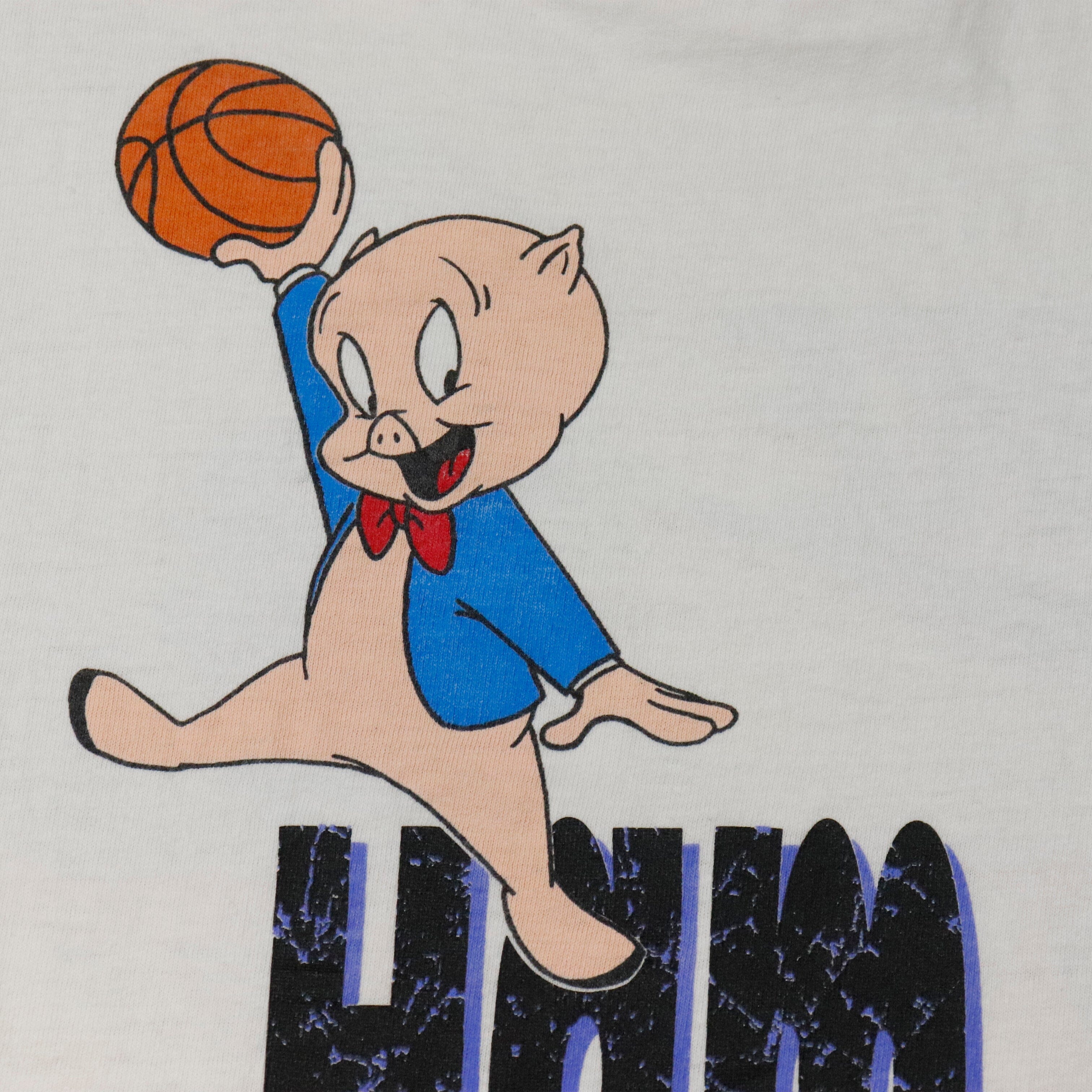 Vintage 1992 Nike Porky Pig NBA Dunk Space Jam T-Shirt Size L Nike 