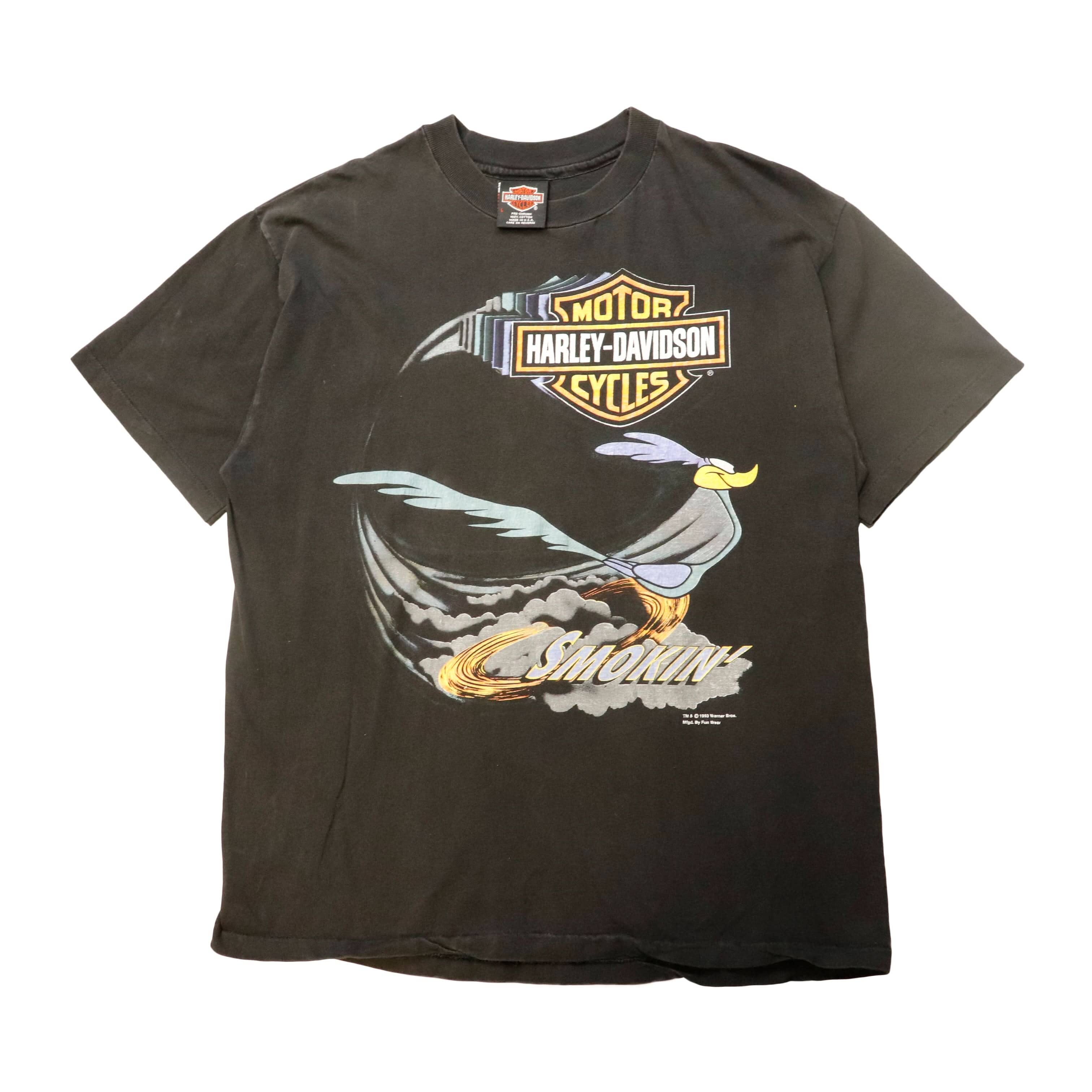 Vintage 1993 Harley Davidson Road Runner Looney Tunes Smokin Graphic T-Shirt Size L Motorcycle FAIF.CA 