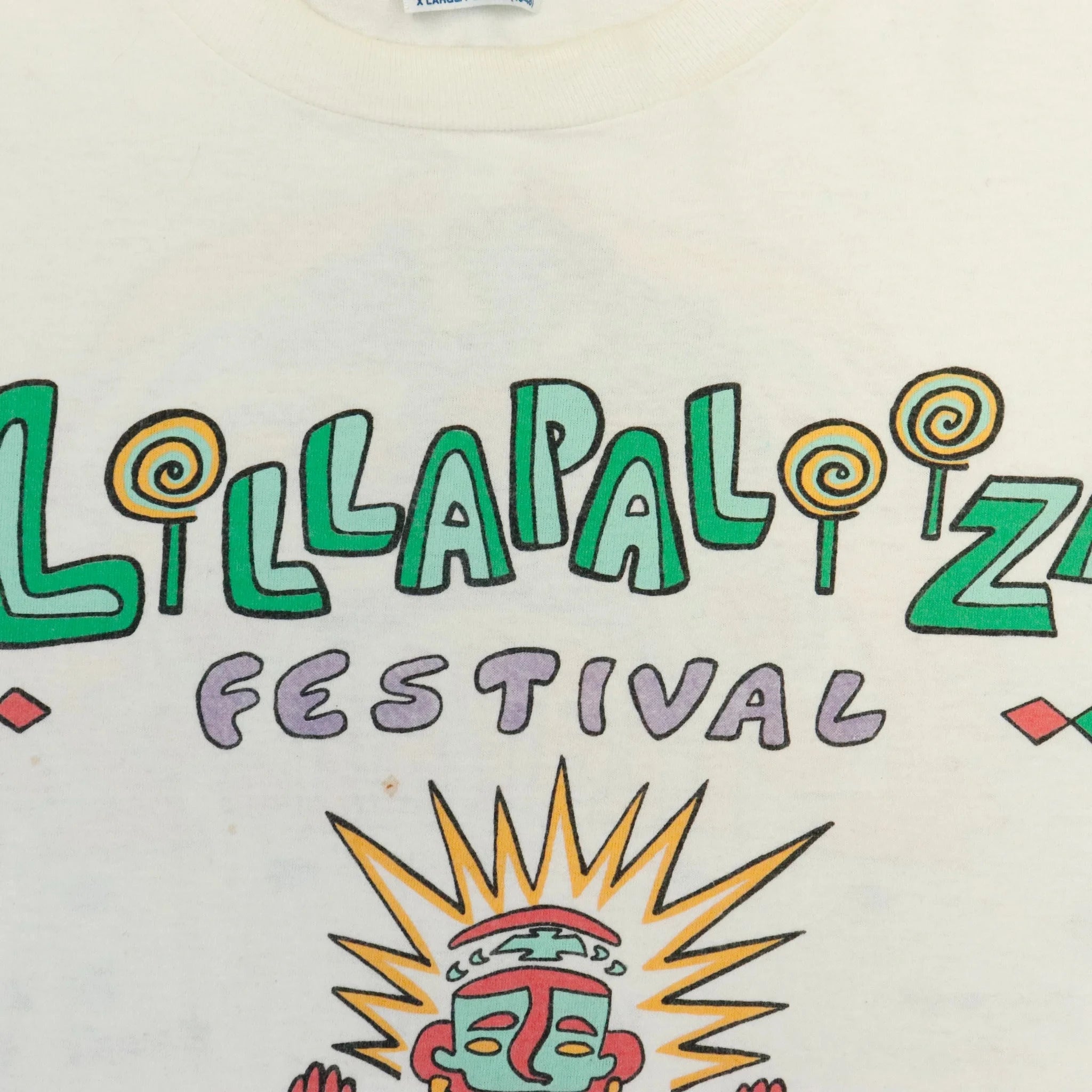 Vintage 1993 Lollapalooza Music Festival White T-Shirt Size XL Hanes 
