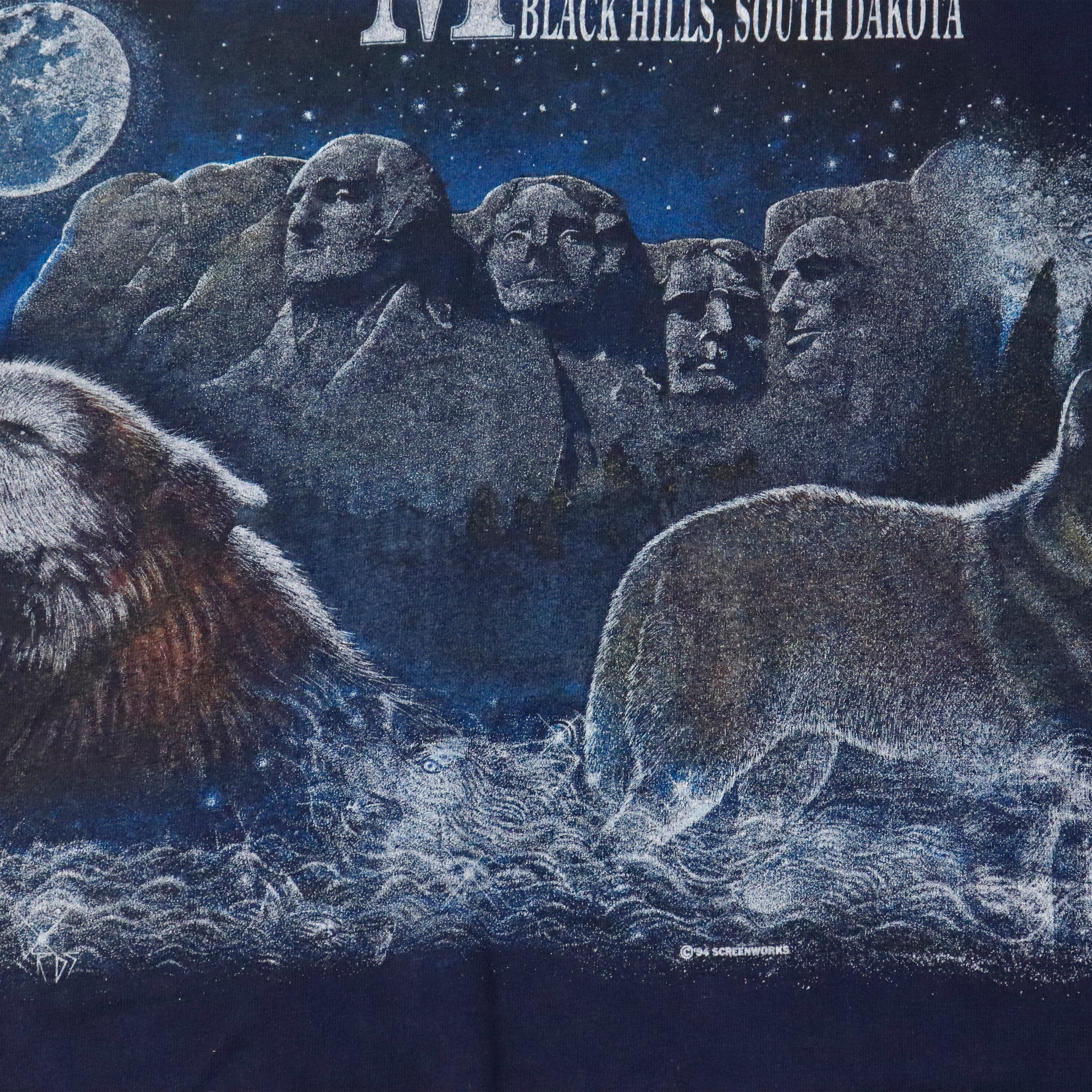 Vintage 1994 Mt Rushmore Navy T-Shirt Size L Cheeky Chompers 