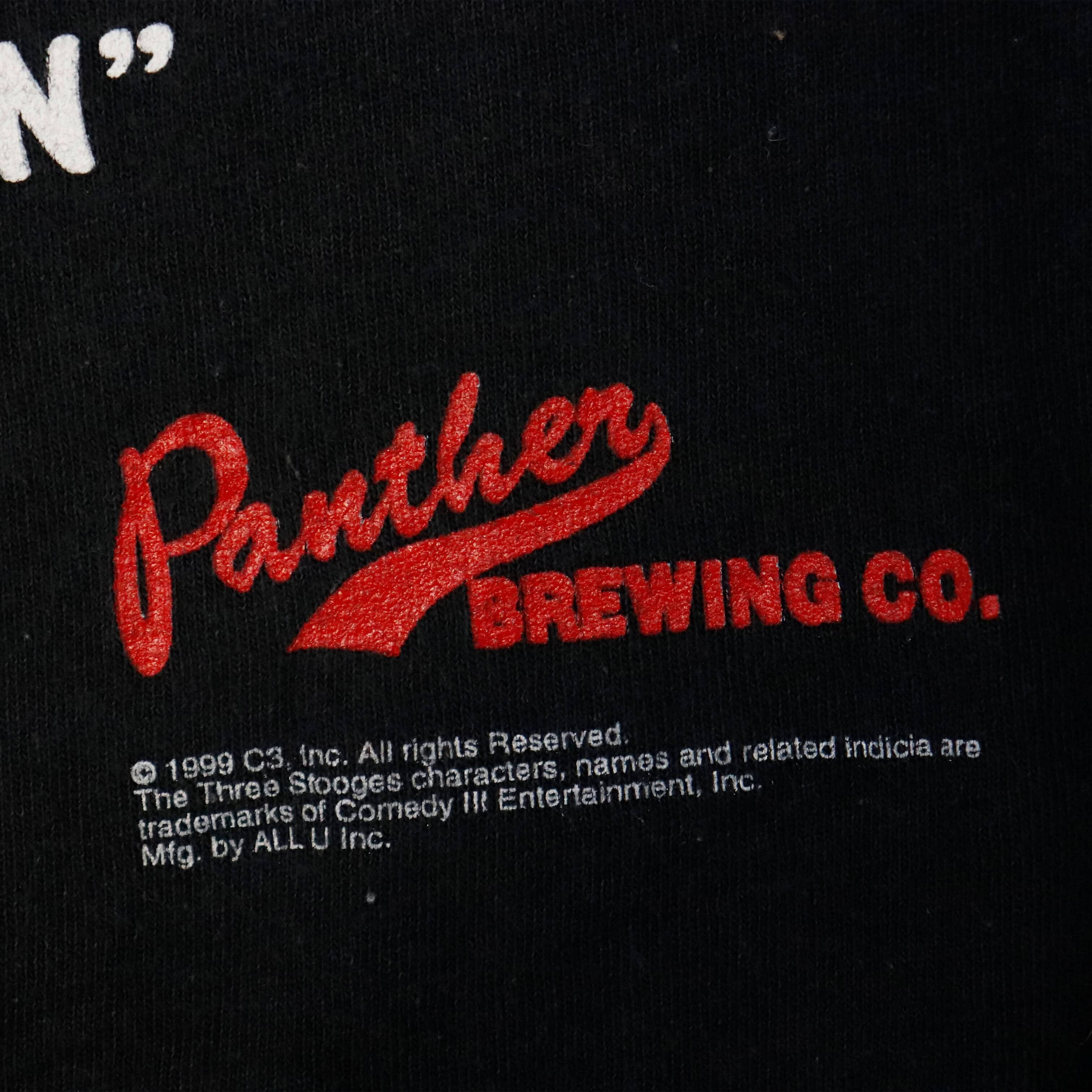 Vintage 1999 Curly's Light Beer Panther Brewing Graphic T-Shirt Size N/A FAIF.CA 