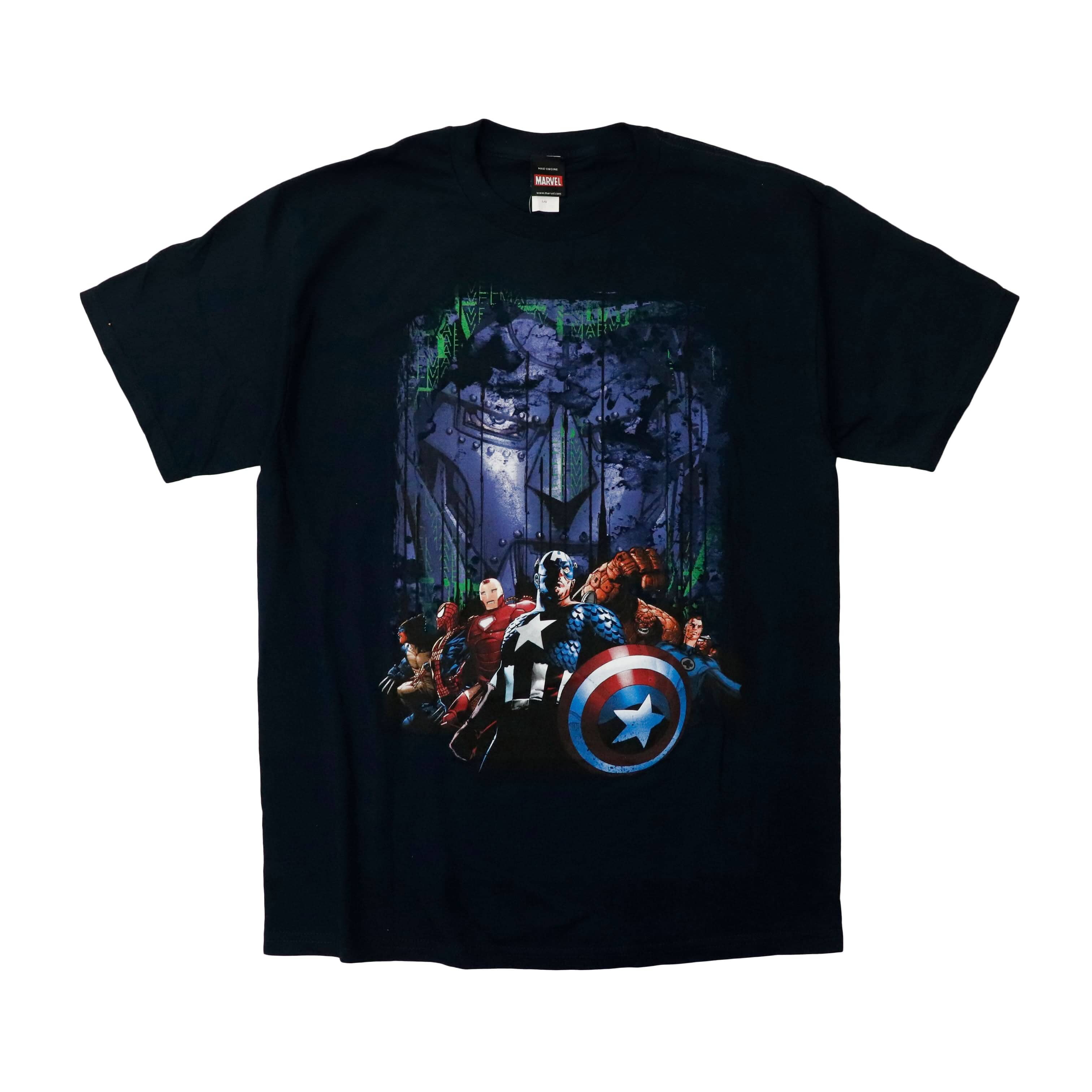 Vintage 2011 Marvel Mad Engine Superheroes Graphic T-Shirt Size L FAIF.CA 
