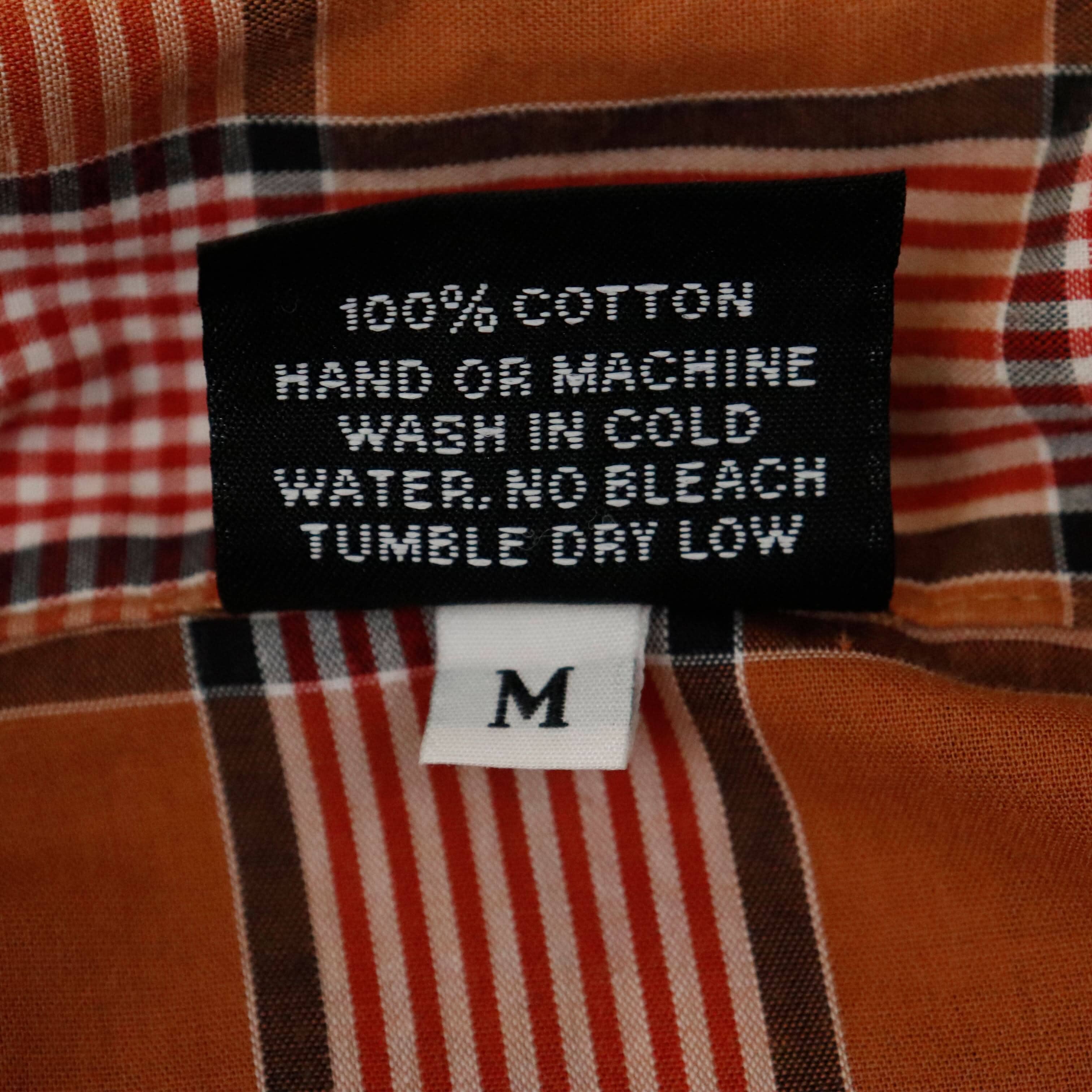 Vintage 3rd Rail Brand Orange Plaid Short Sleeve Shirt Size M FAIF.CA 