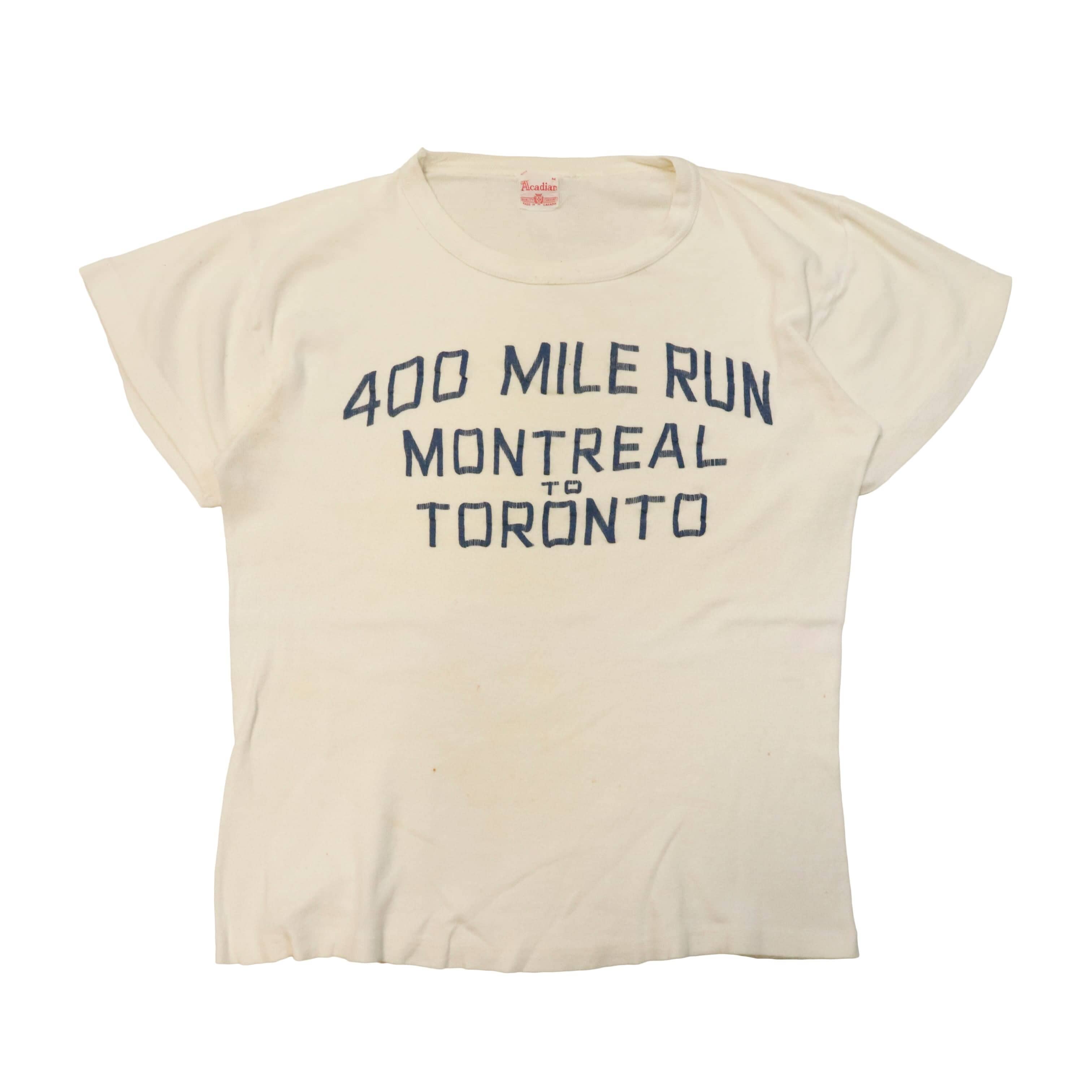 Vintage 40s Acadian Montreal To Toronto 400 Mile Run T-Shirt Size M RARE FAIF.CA 