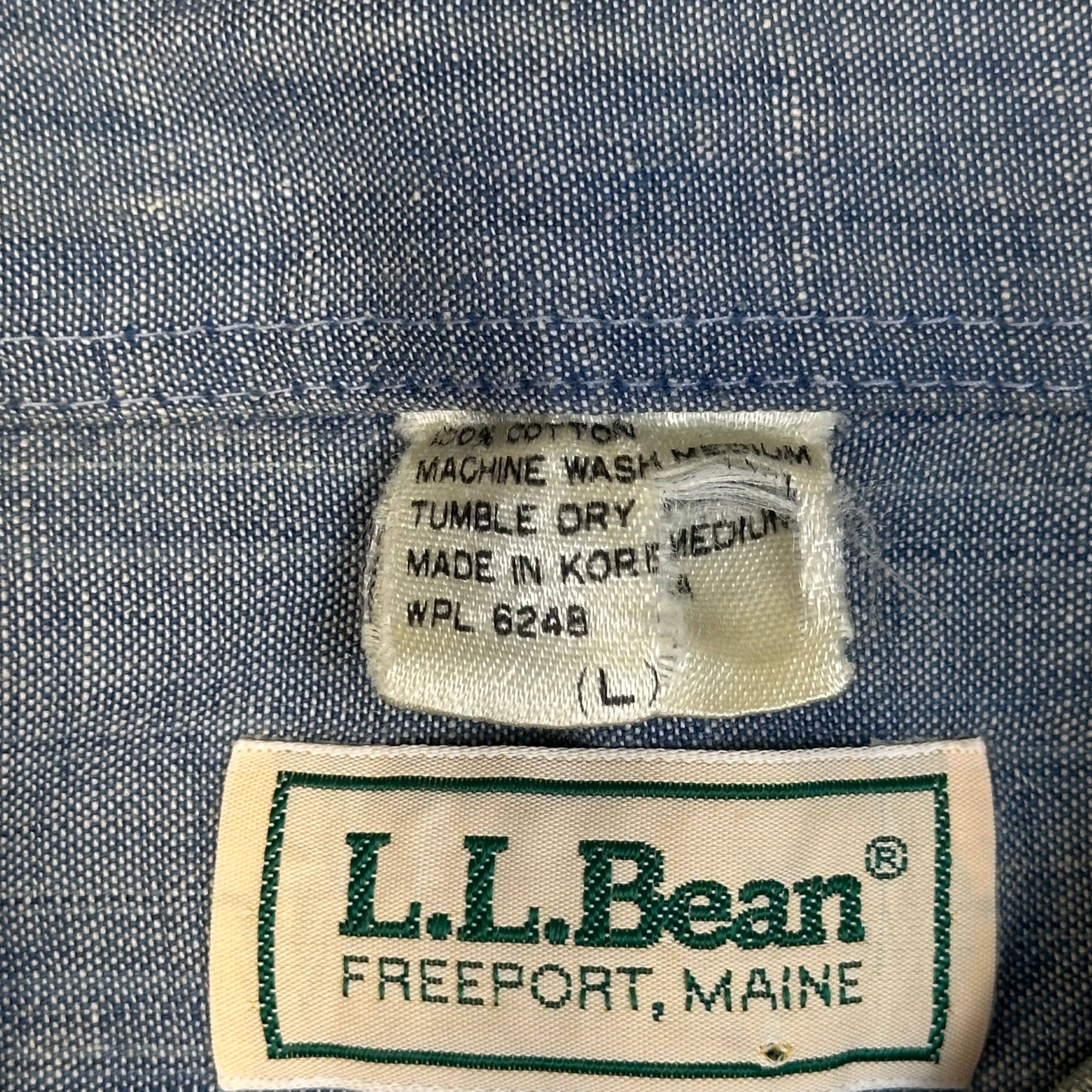 Vintage 40s L.L. Bean Chambray Utility Button-Up Shirt Size L Hunting RARE FAIF.CA 