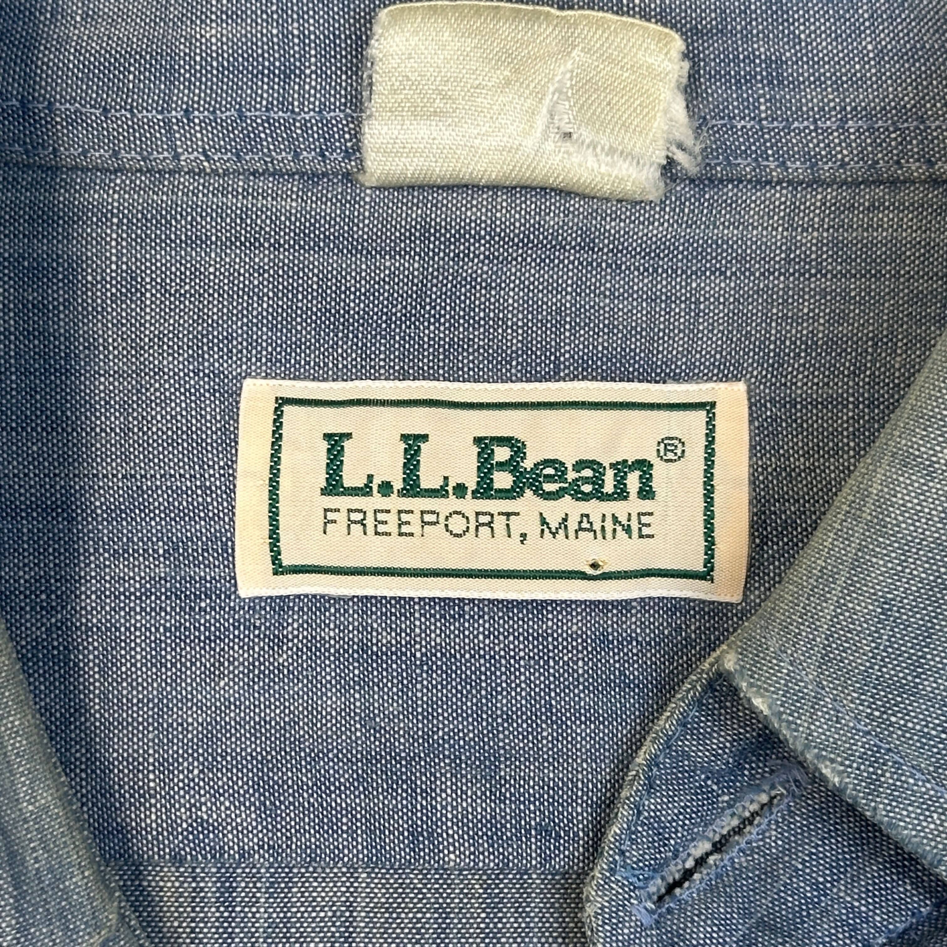 Vintage 40s L.L. Bean Chambray Utility Button-Up Shirt Size L Hunting RARE FAIF.CA 