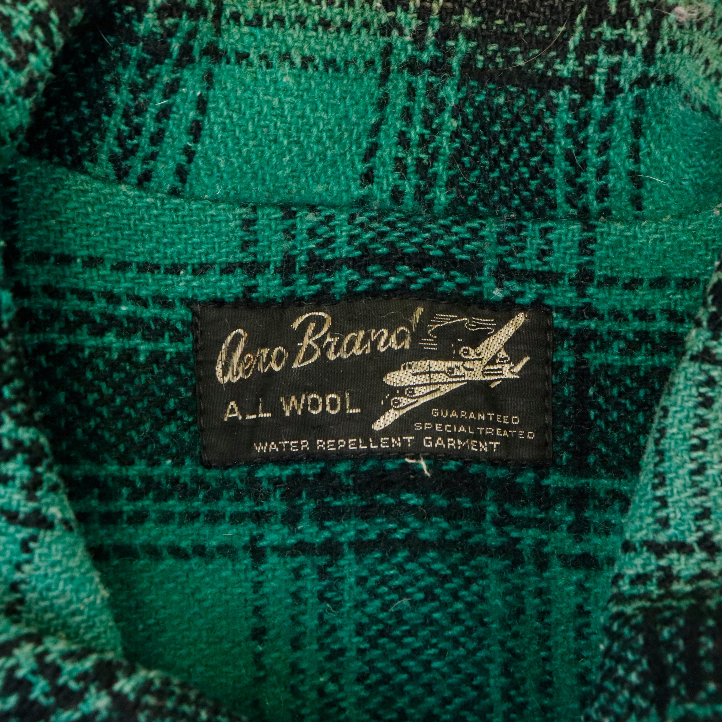 Vintage 50s Aero Brand Green Plaid Wool Mackinaw Hunting Prospecting Jacket Size N/A 20412 