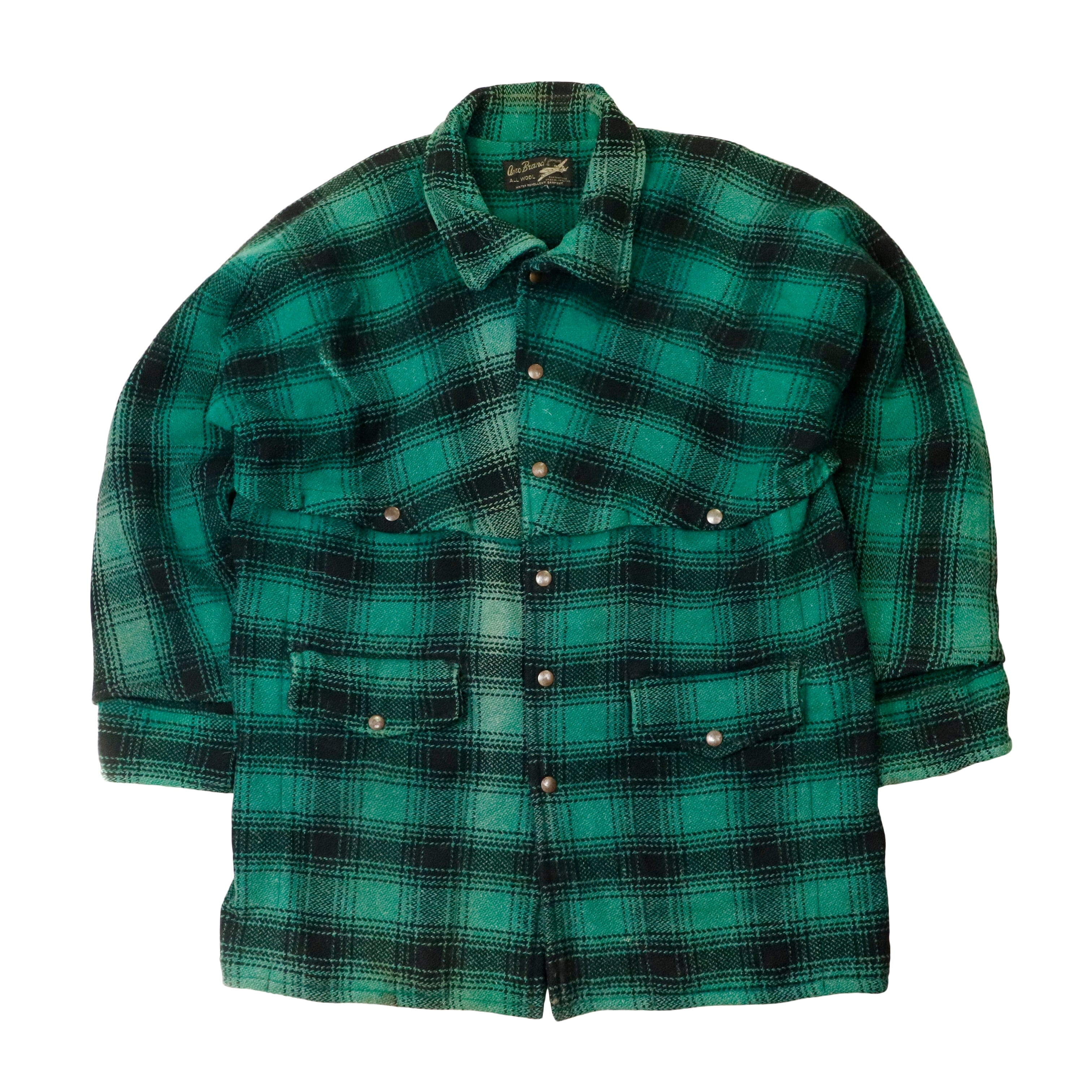 Vintage 50s Aero Brand Green Plaid Wool Mackinaw Hunting Prospecting Jacket Size N/A 20412 
