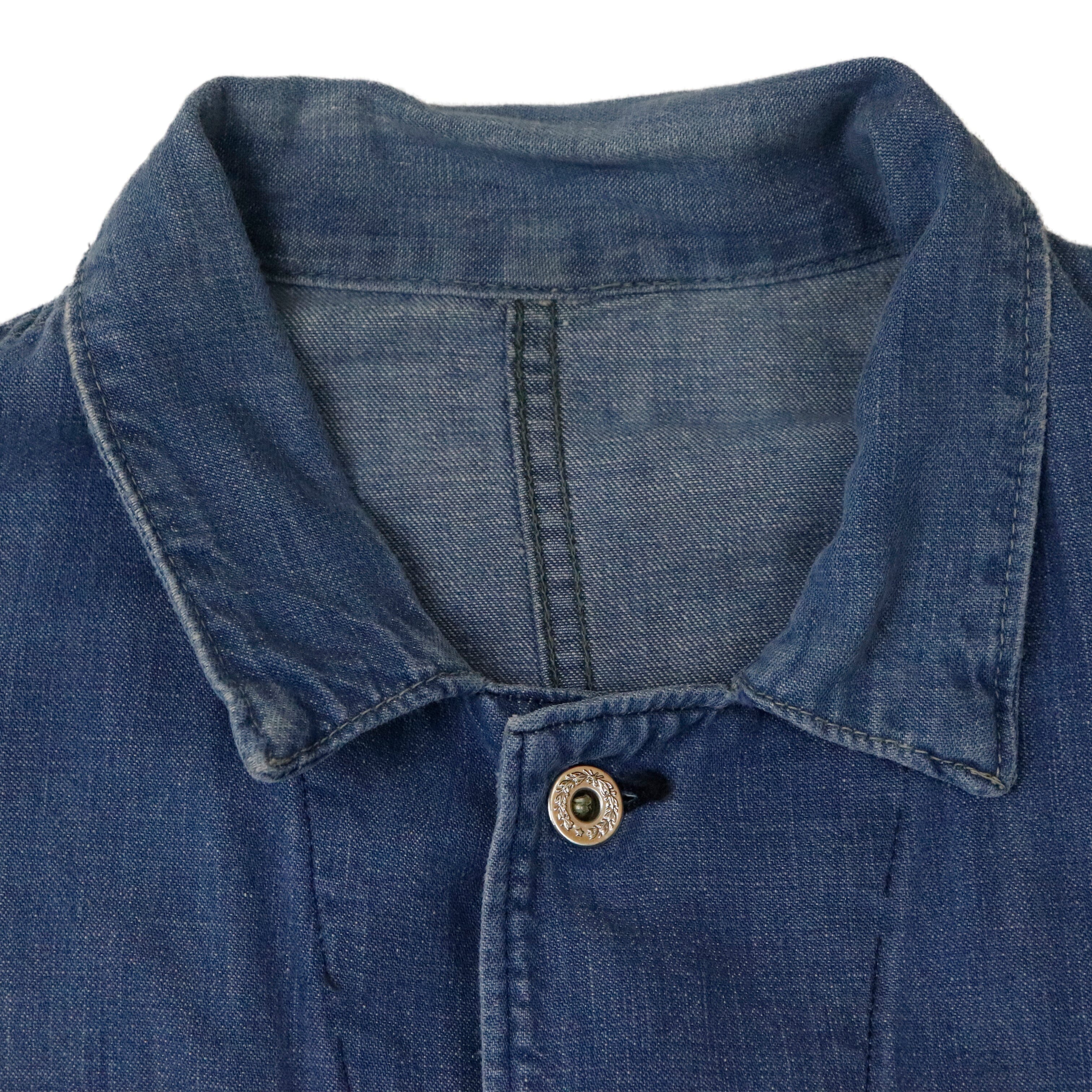 Vintage 50s Chore Denim Jacket Barn Work Indigo Donut Button 1667 