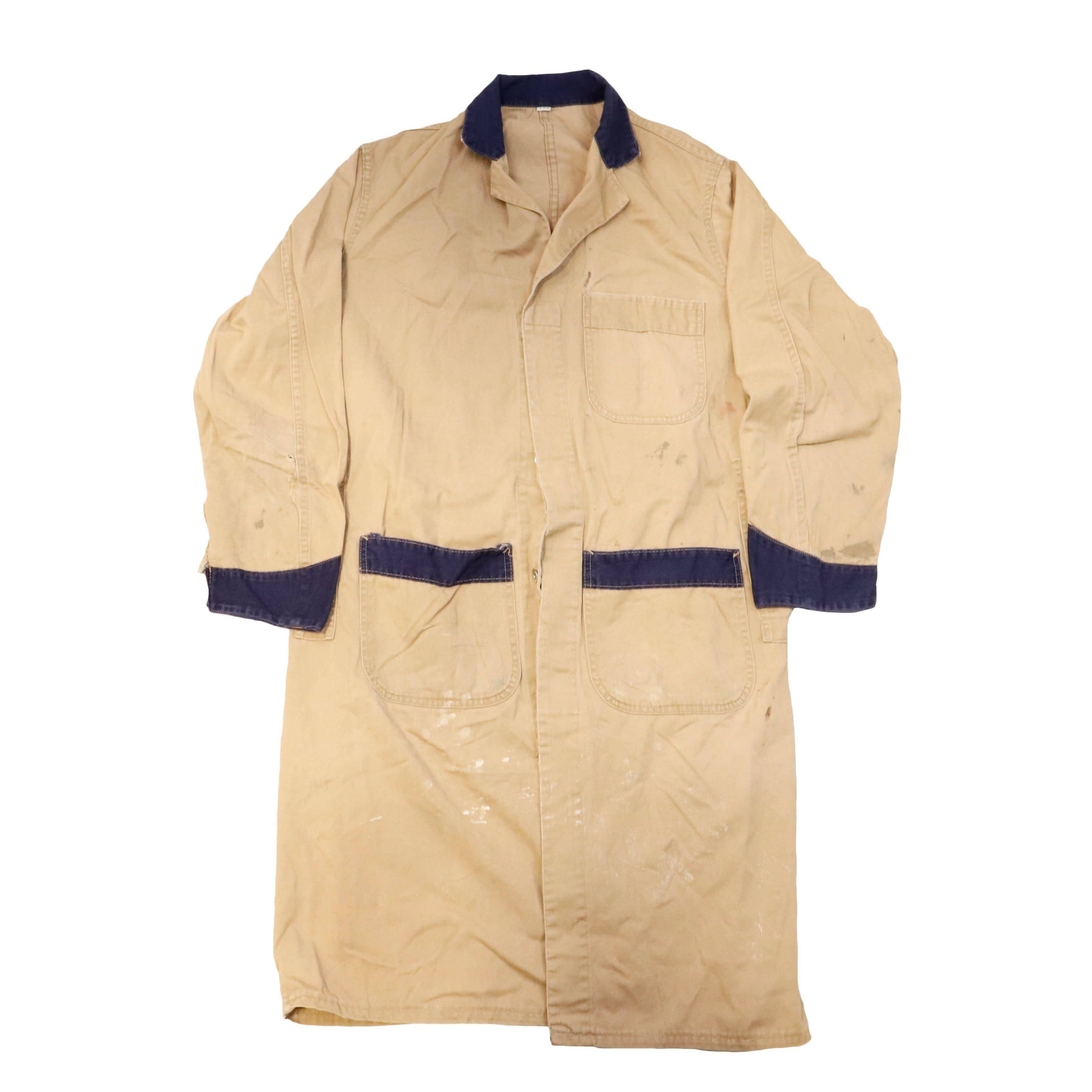 Vintage 50s Union Made Contrast Collar Chore Shop Coat Size 40 FAIF.CA 