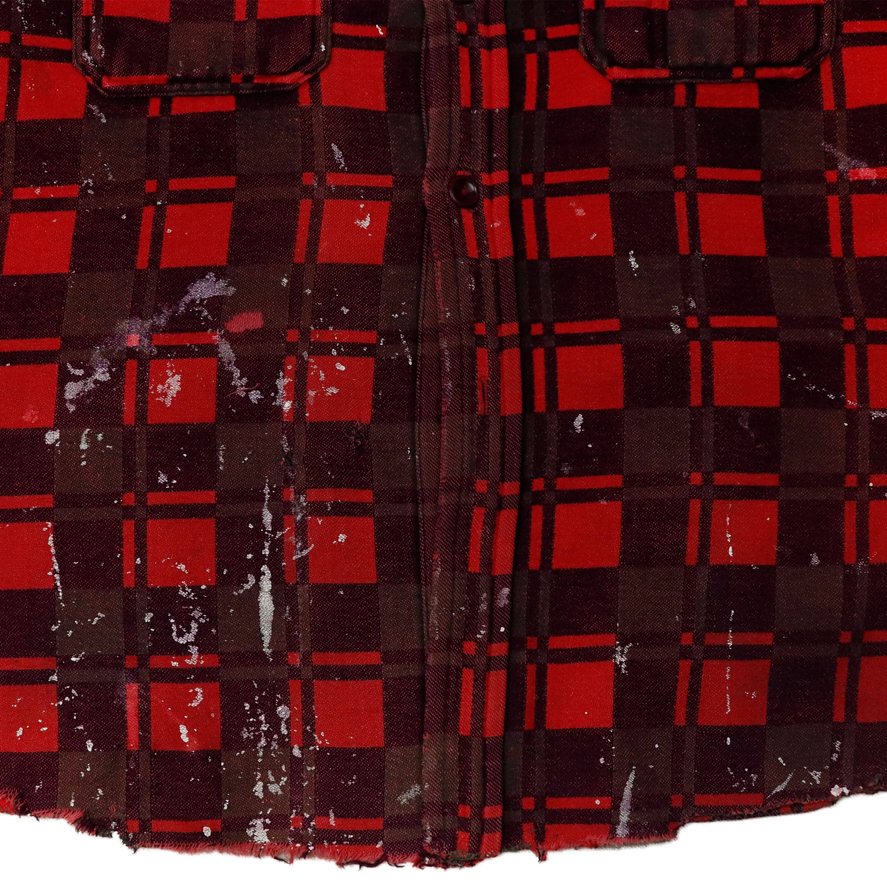 Vintage 60s Champion Cotton Red Plaid Flannel Shirt Size L FAIF.CA 