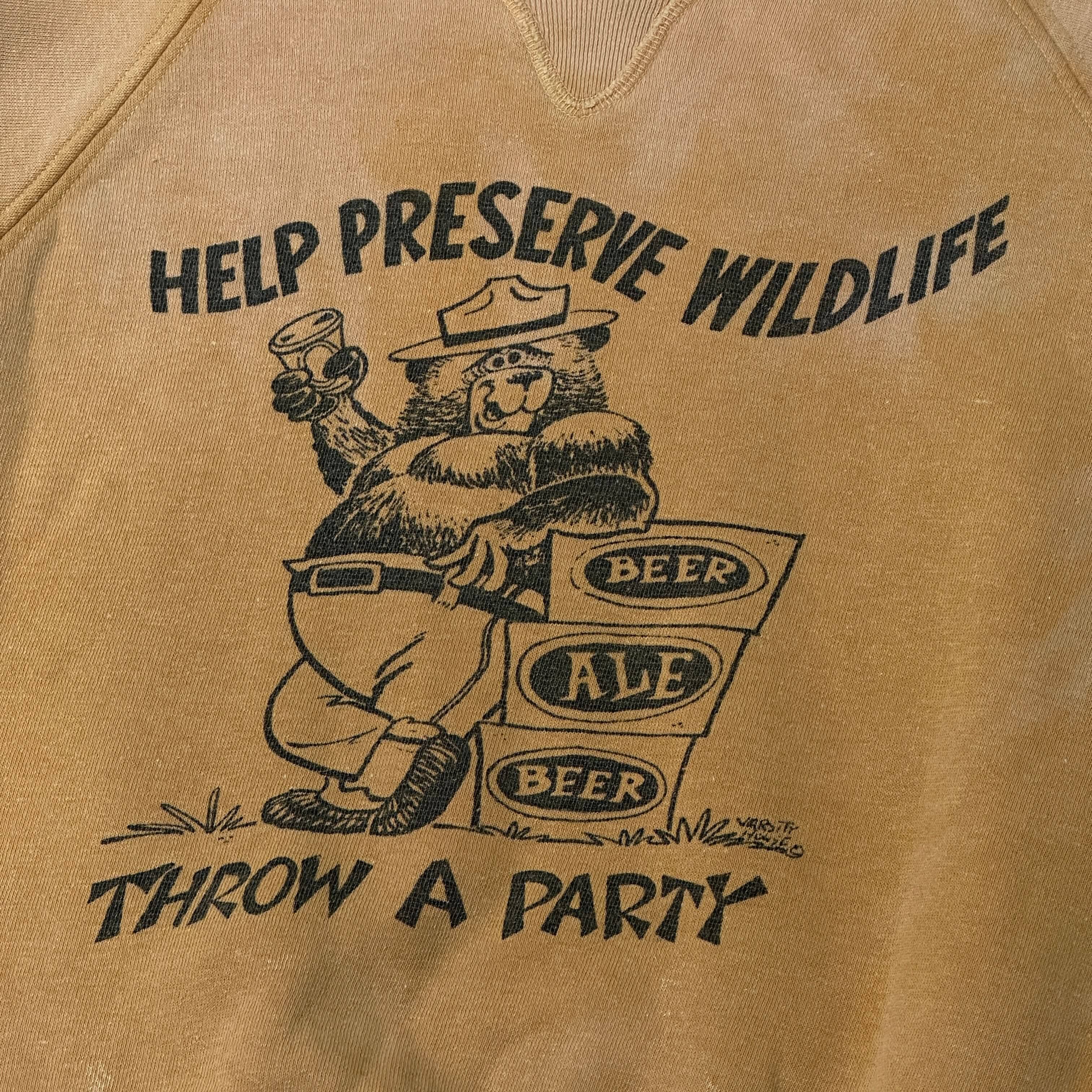 Vintage 60s Smokey the Bear Fraternity Party Crewneck Sweatshirt Size Large Single V FAIF.CA 