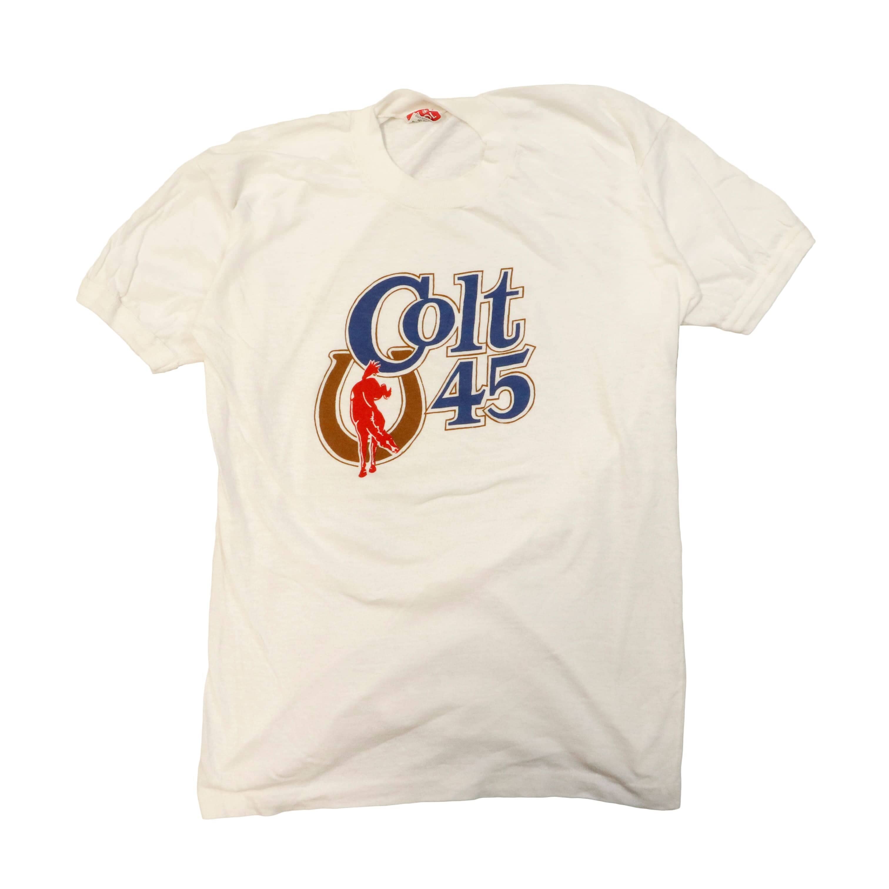 Vintage 70s Colt #45 Beer Malt Liquor Graphic T-Shirt Size L FAIF.CA 