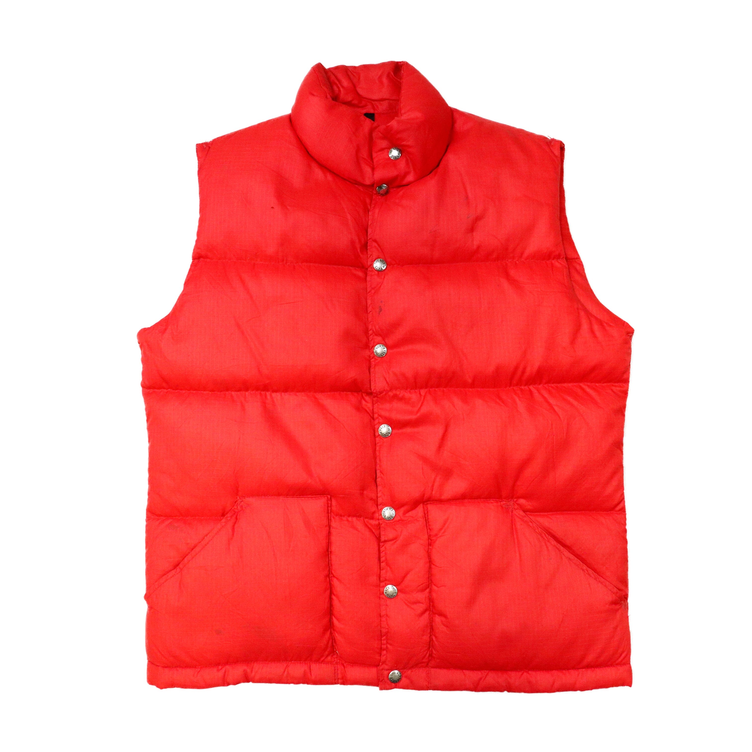 Vintage 70s The North Face Brown Lable Red Snap Button Puffer Vest Size M The North Face 