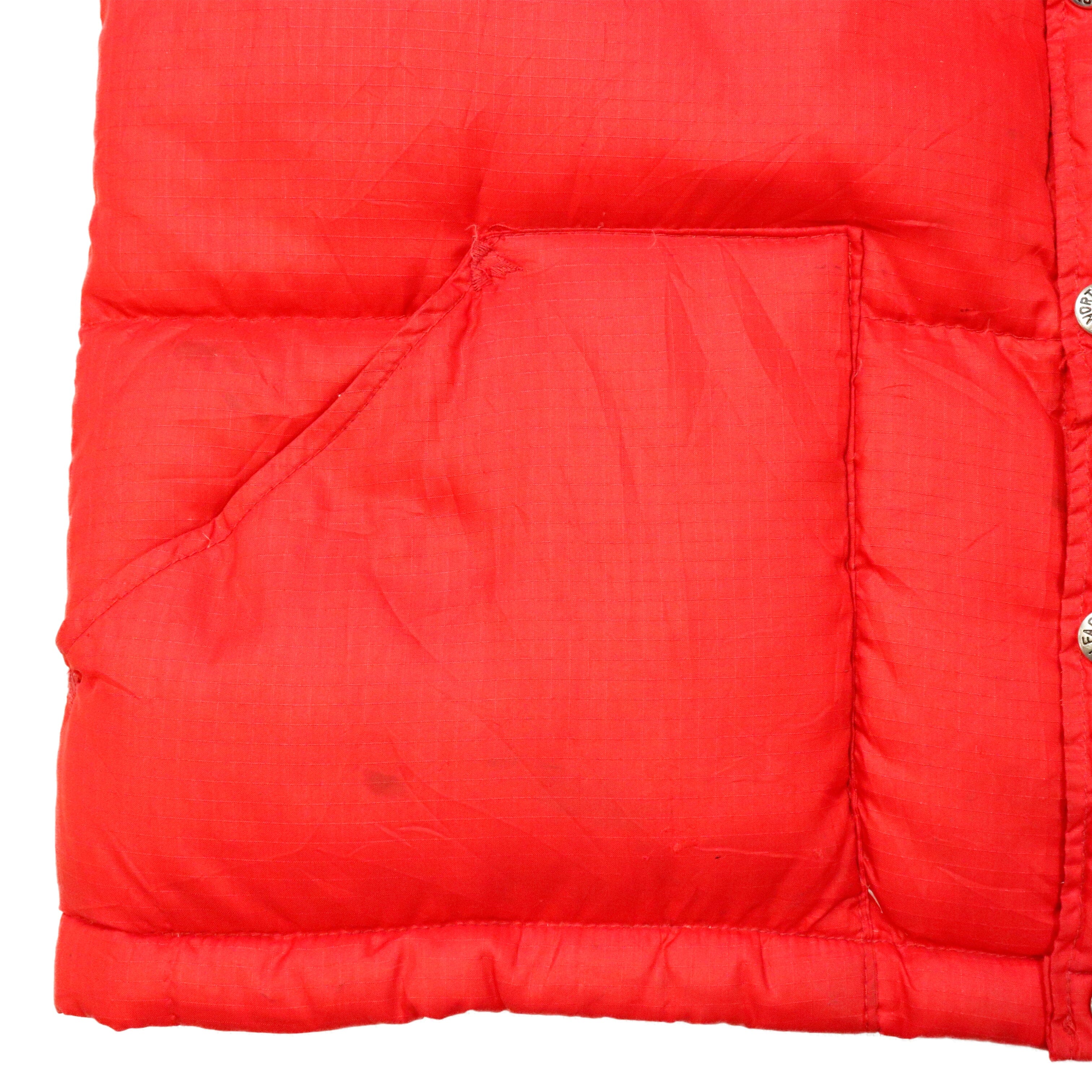 Vintage 70s The North Face Brown Lable Red Snap Button Puffer Vest Size M The North Face 