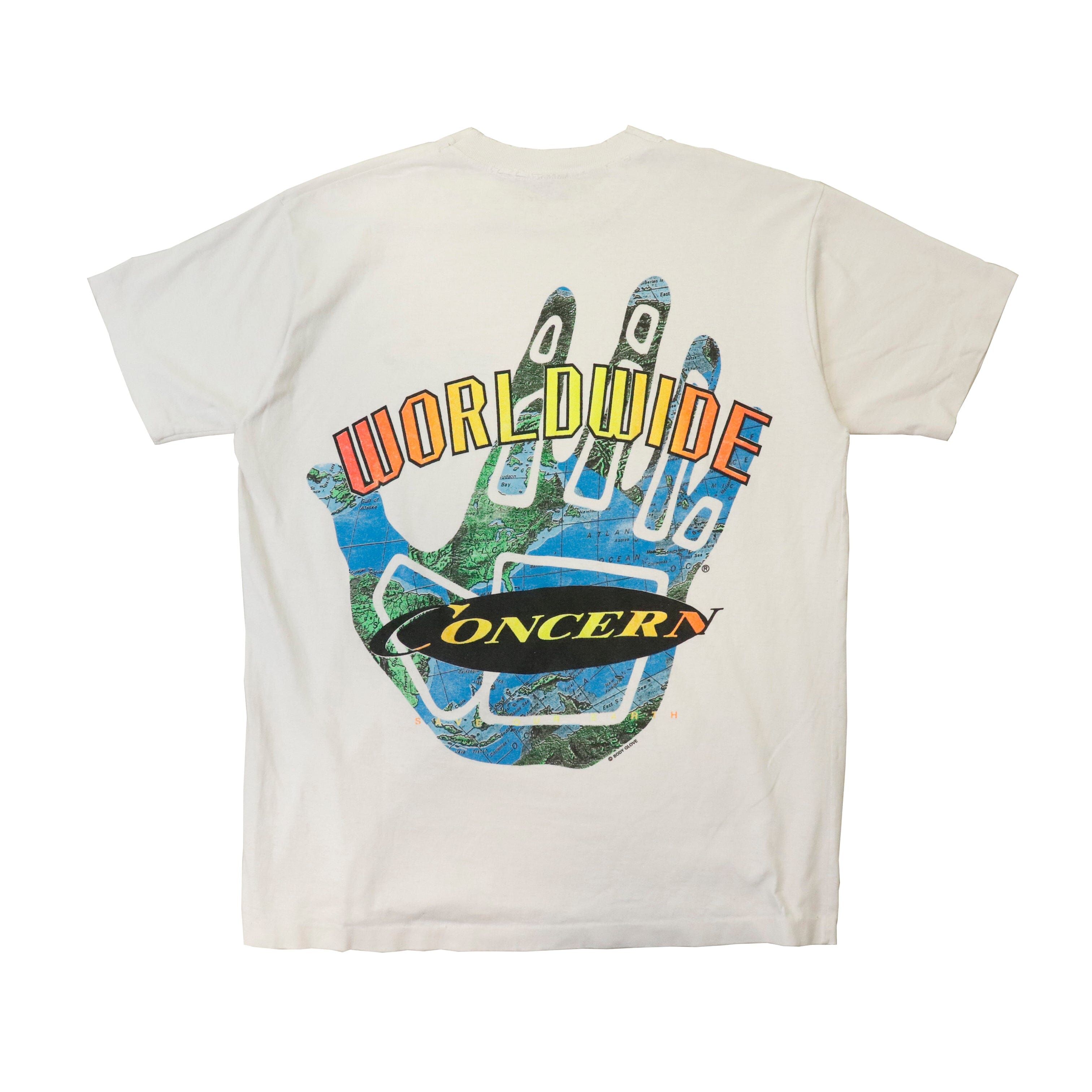 Vintage 80s Body Glove Surf Worldwide Concern Graphic T-Shirt Size L 12649 