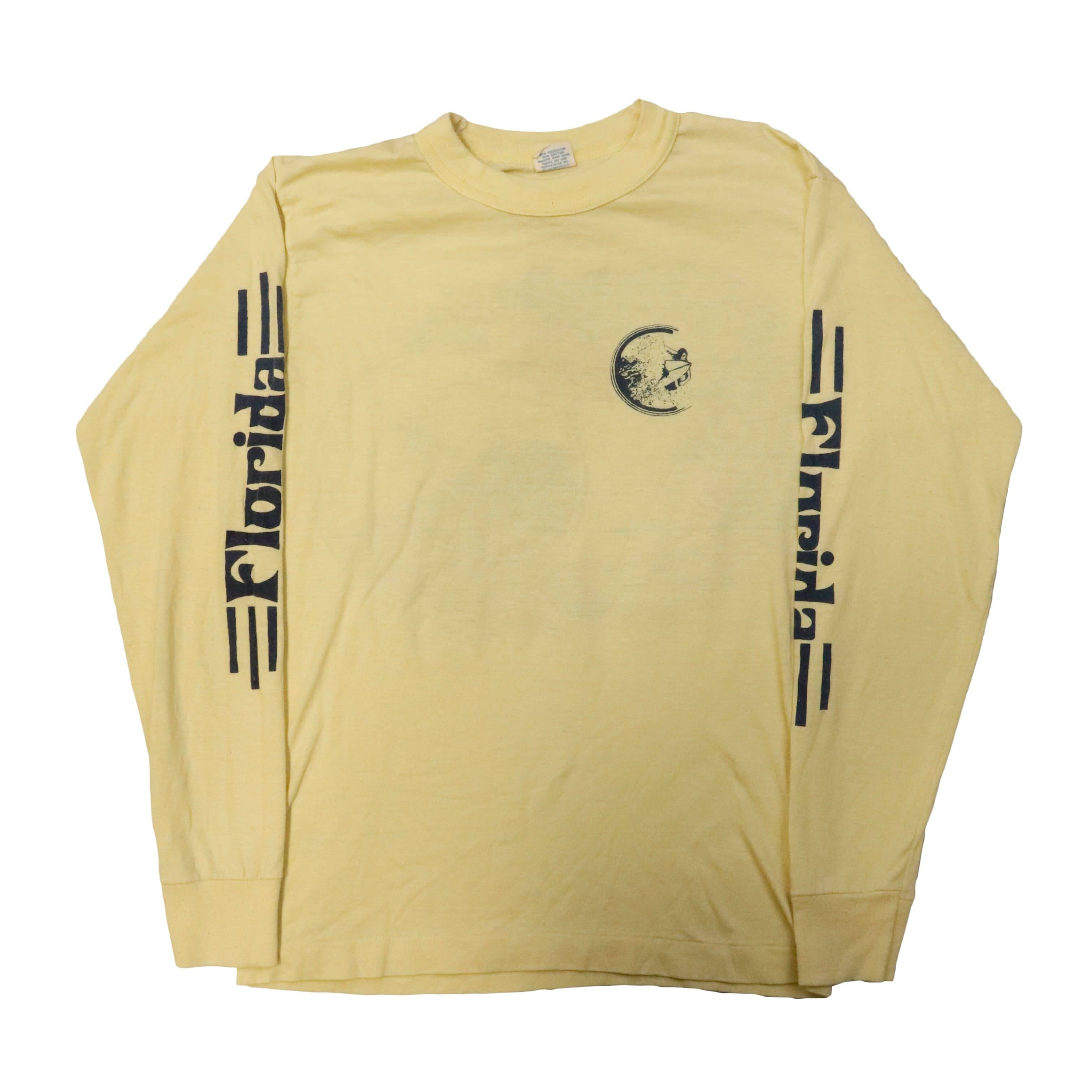 Vintage 80s Florida Surfing Graphic Long Sleeve T-Shirt Size M FAIF.CA 