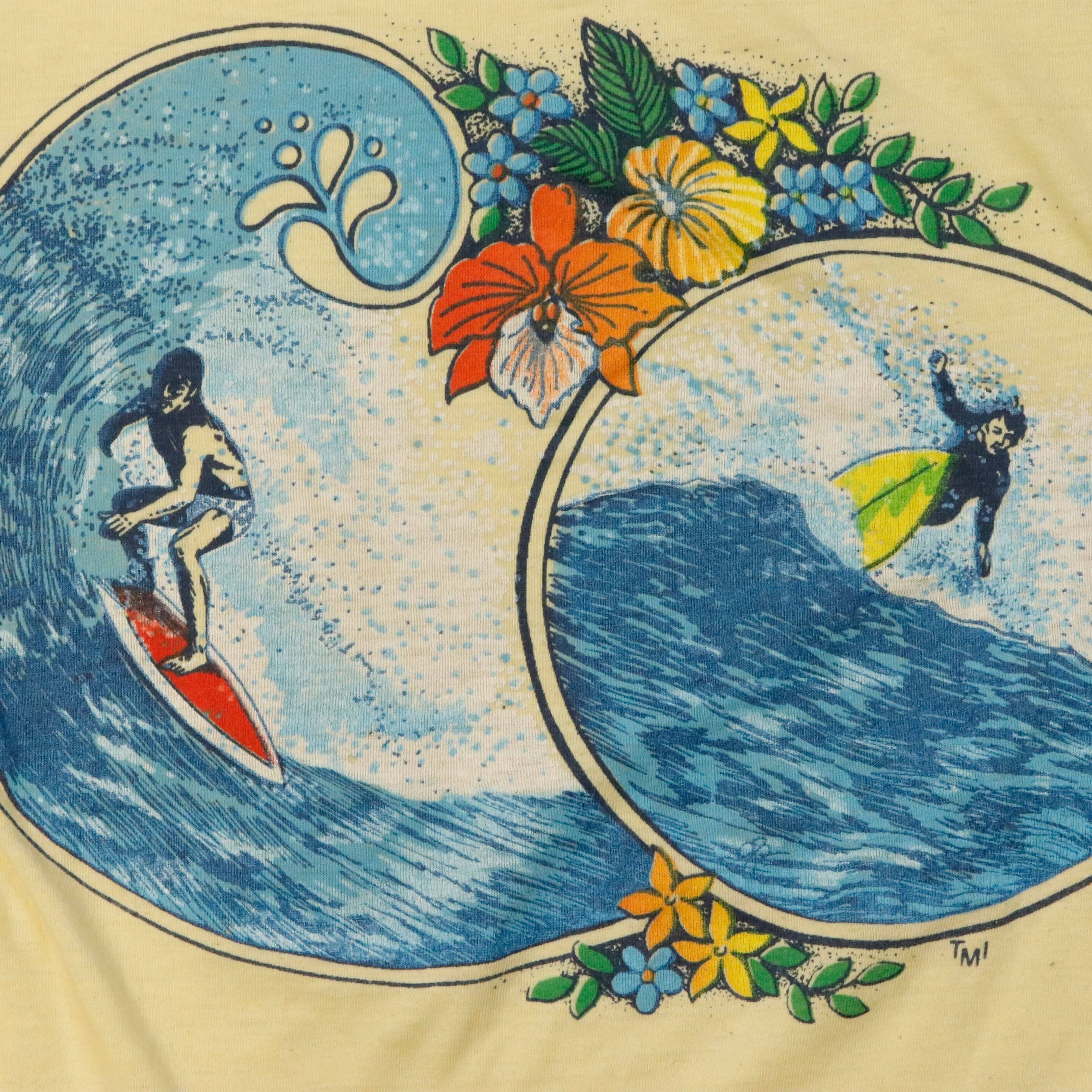 Vintage 80s Florida Surfing Graphic Long Sleeve T-Shirt Size M FAIF.CA 