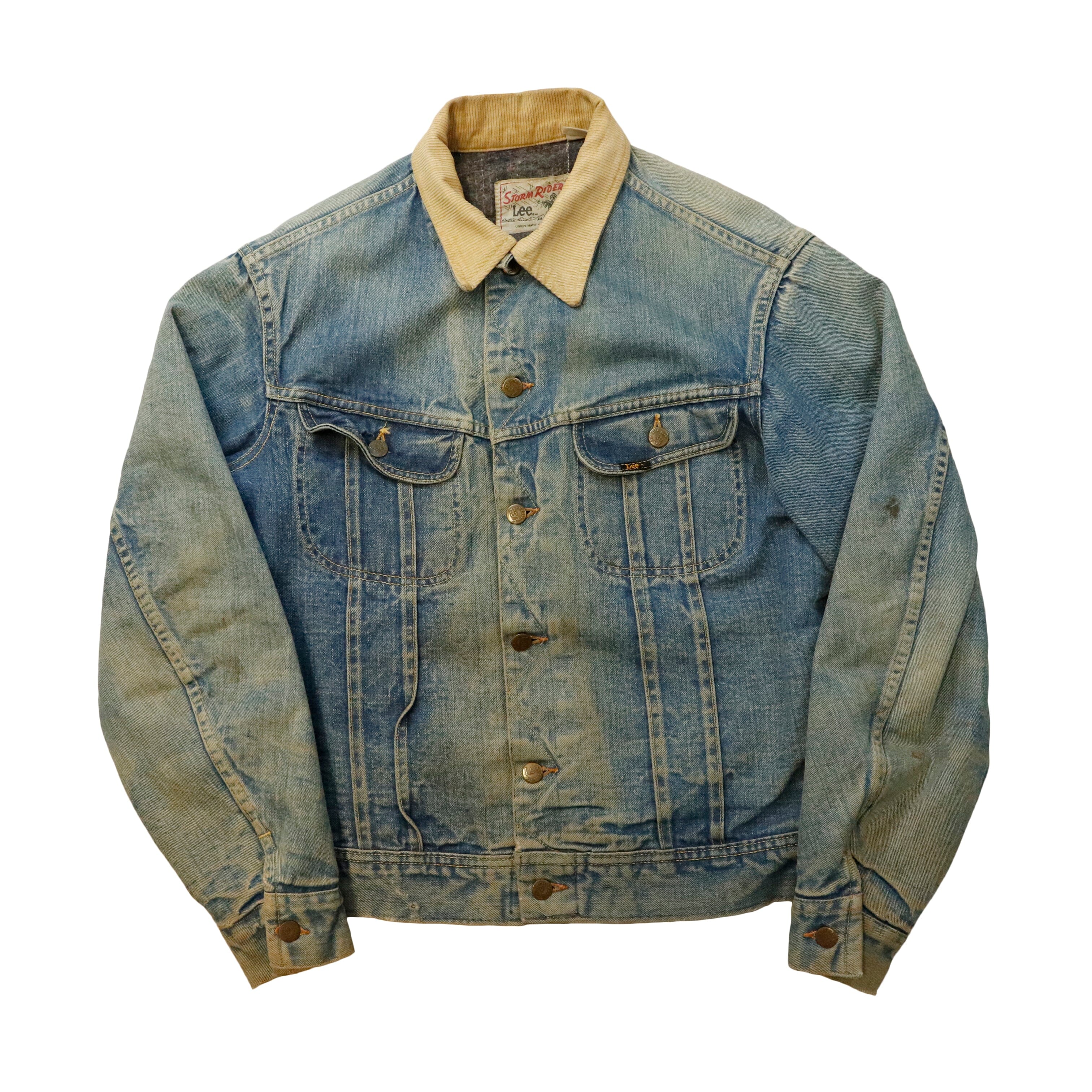 Vintage 80s Lee Riders Made in USA Corduroy Collar Denim Jacket Size N/A 171 