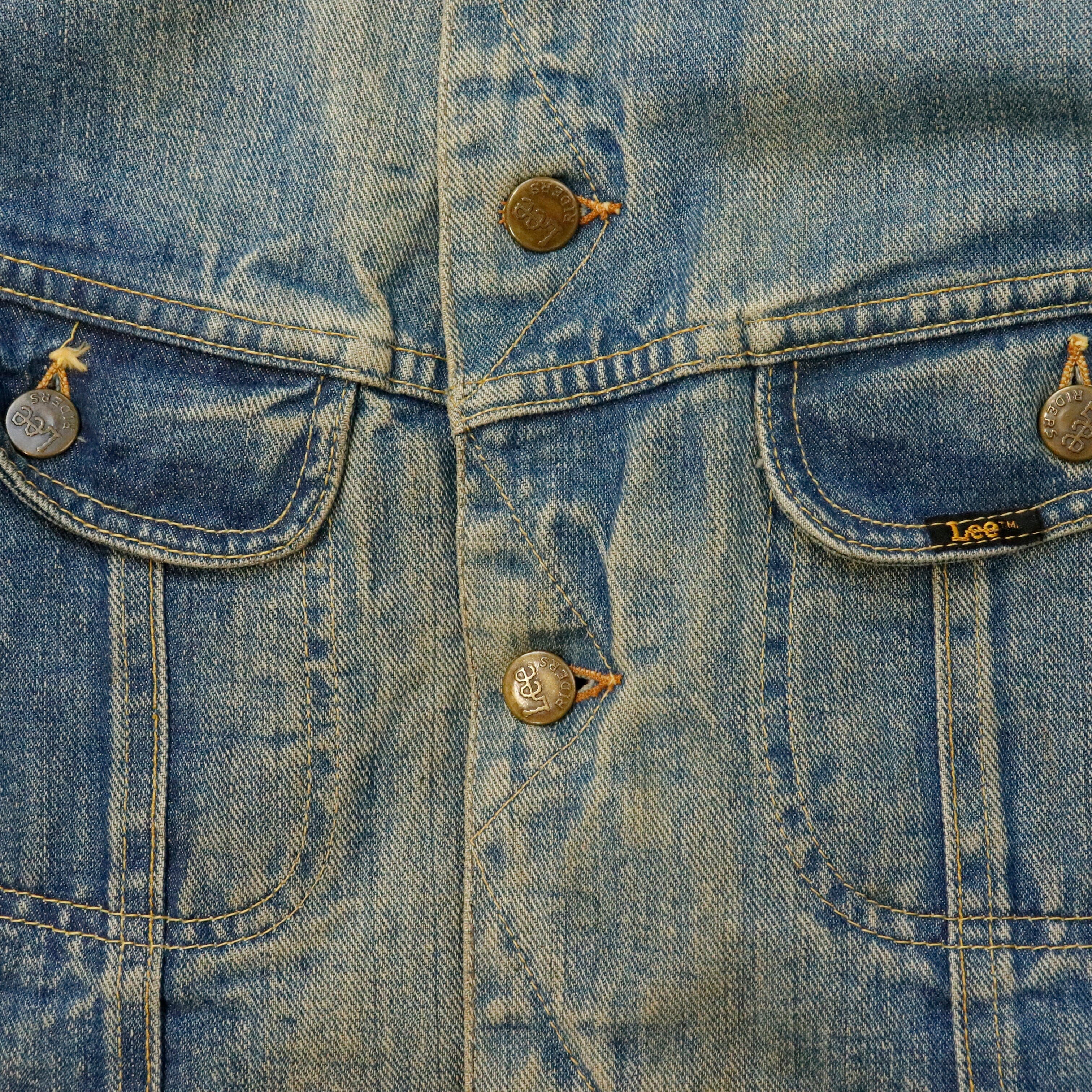 Vintage 80s Lee Riders Made in USA Corduroy Collar Denim Jacket Size N/A 171 