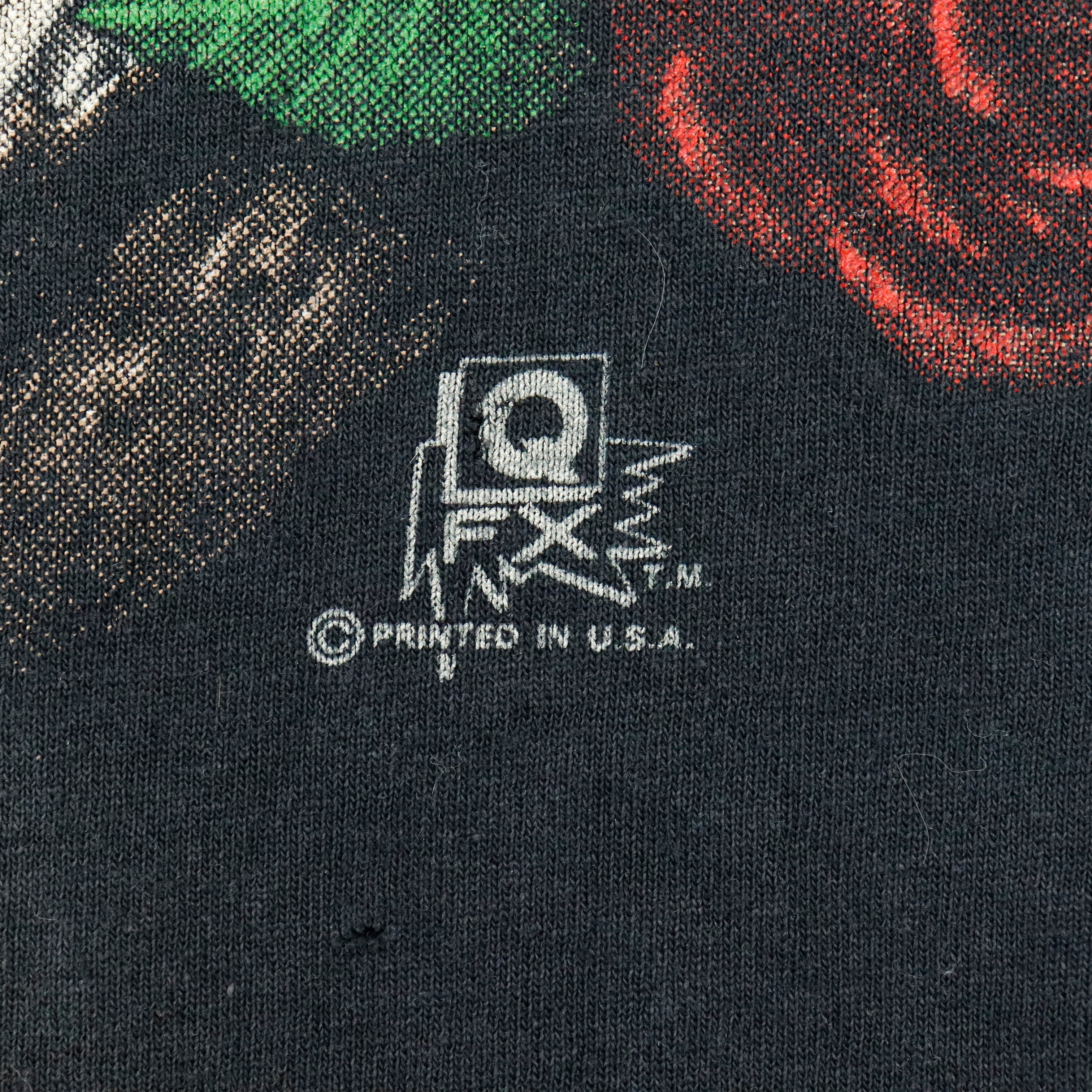 Vintage 80s Motorcycle Skull Rose Graphic T-Shirt Size XL 1667 