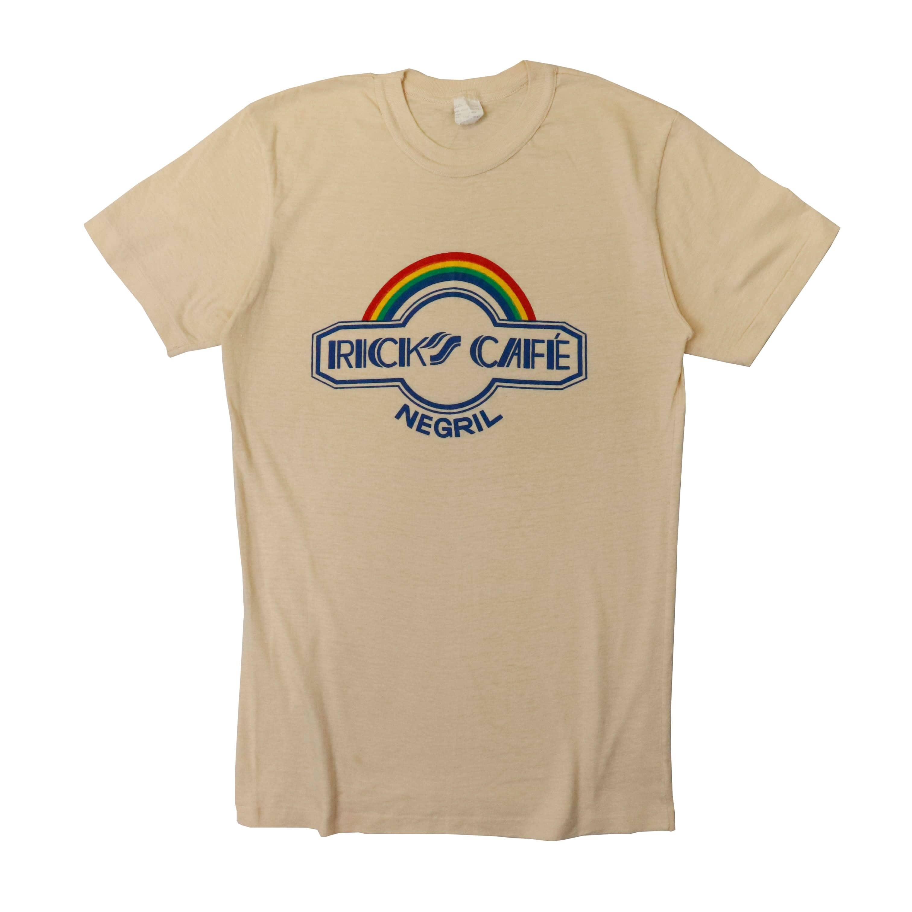 Vintage 80s Rick's Cafe Jamaica Rainbow Graphic T-shirt Size L FAIF.CA 