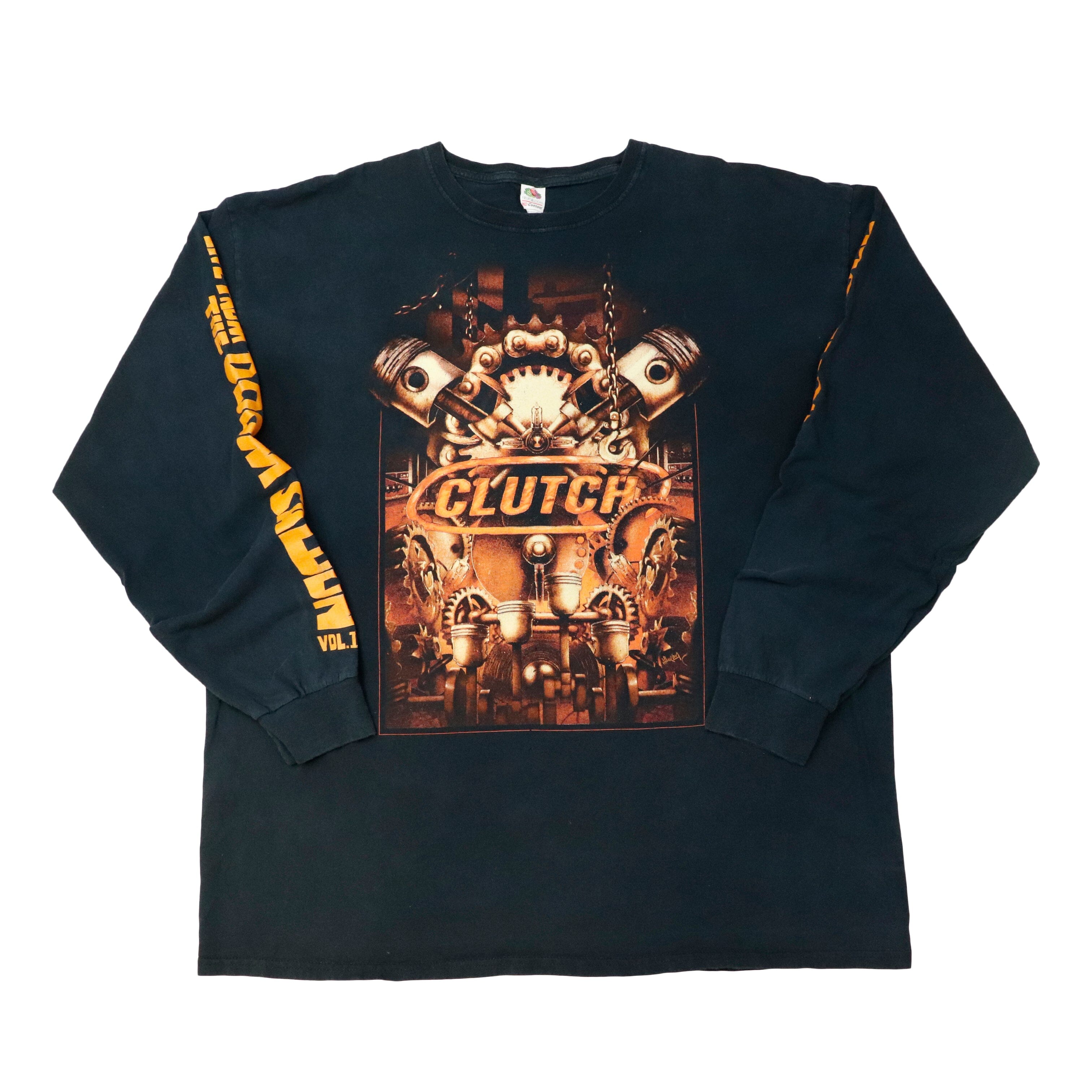 Vintage 90s Clutch LS Black Musci Band T-Shirt Size XXL Fruit of the Loom 