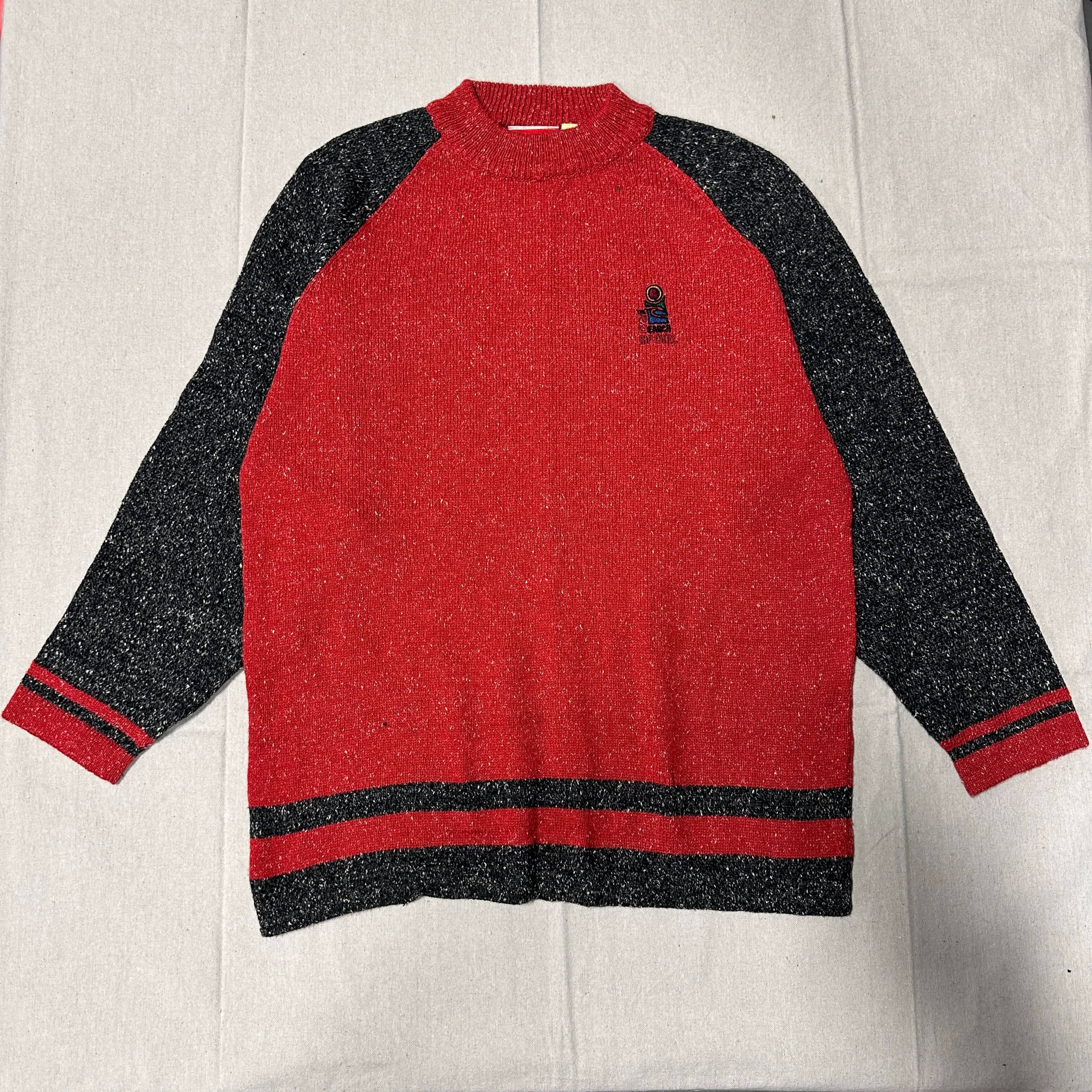 Vintage 90s Surf Rip Curl Two-Tone Knit Crewneck Sweater Size M FAIF.CA 