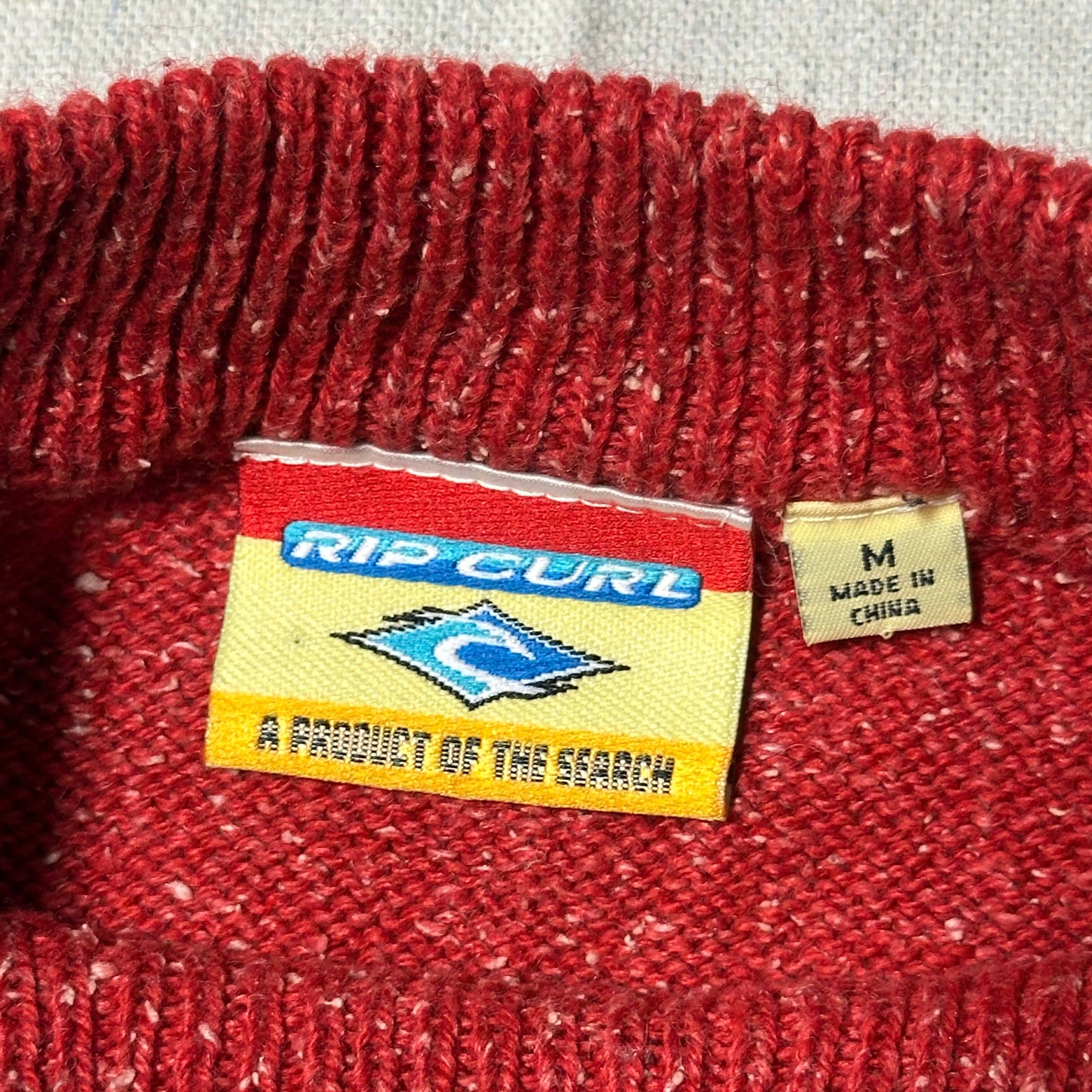 Vintage 90s Surf Rip Curl Two-Tone Knit Crewneck Sweater Size M FAIF.CA 