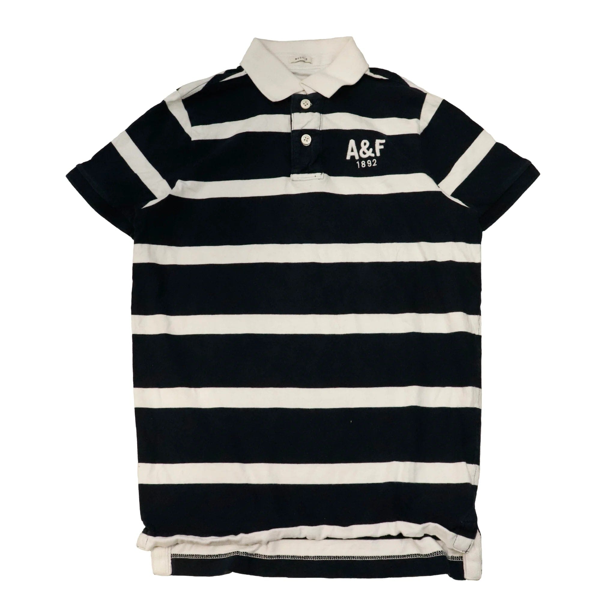 Vintage Abercrombie Blue/White Striped Polo Size M Polo Abercrombie & Fitch 