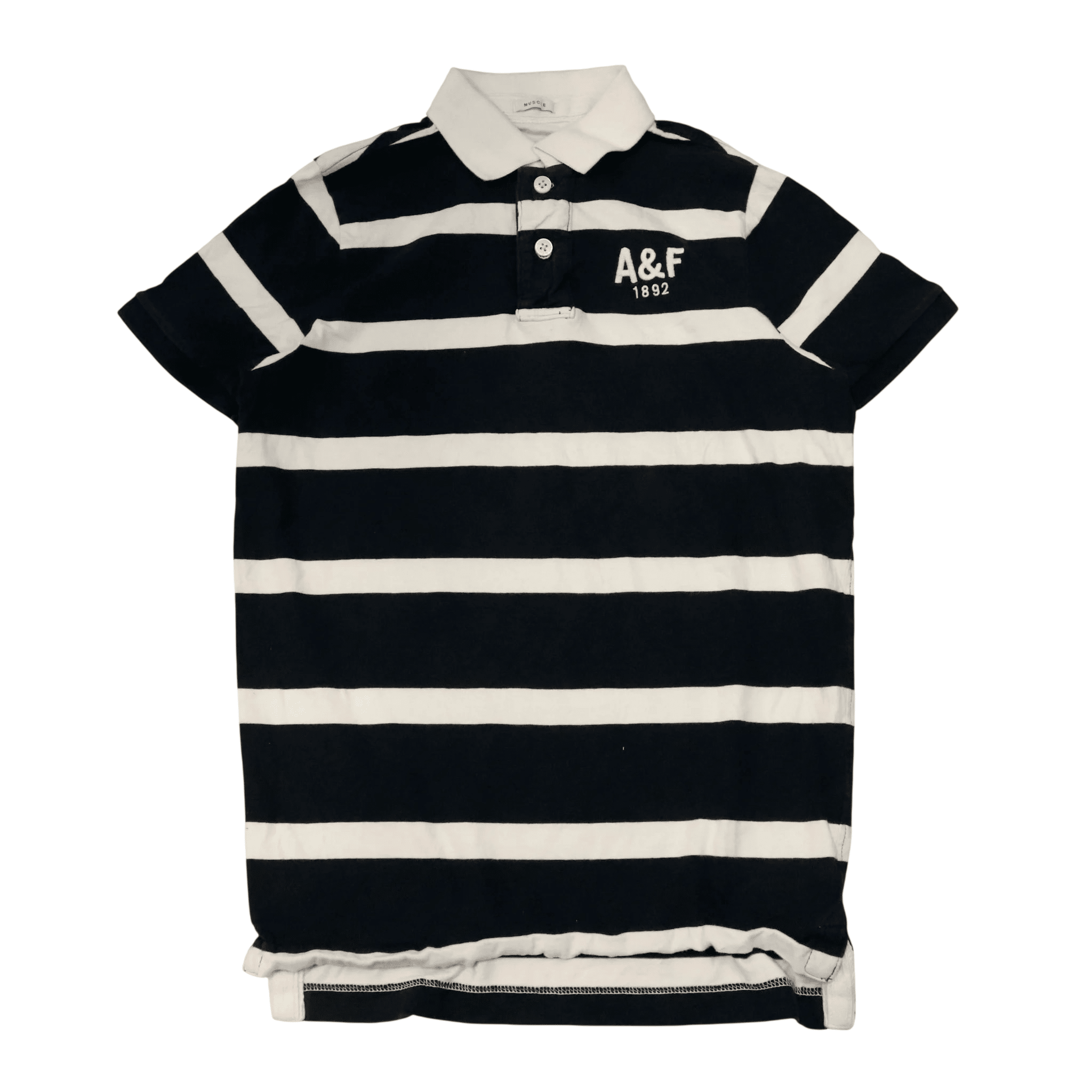 Vintage Abercrombie Blue/White Striped Polo Size M Polo Abercrombie & Fitch 