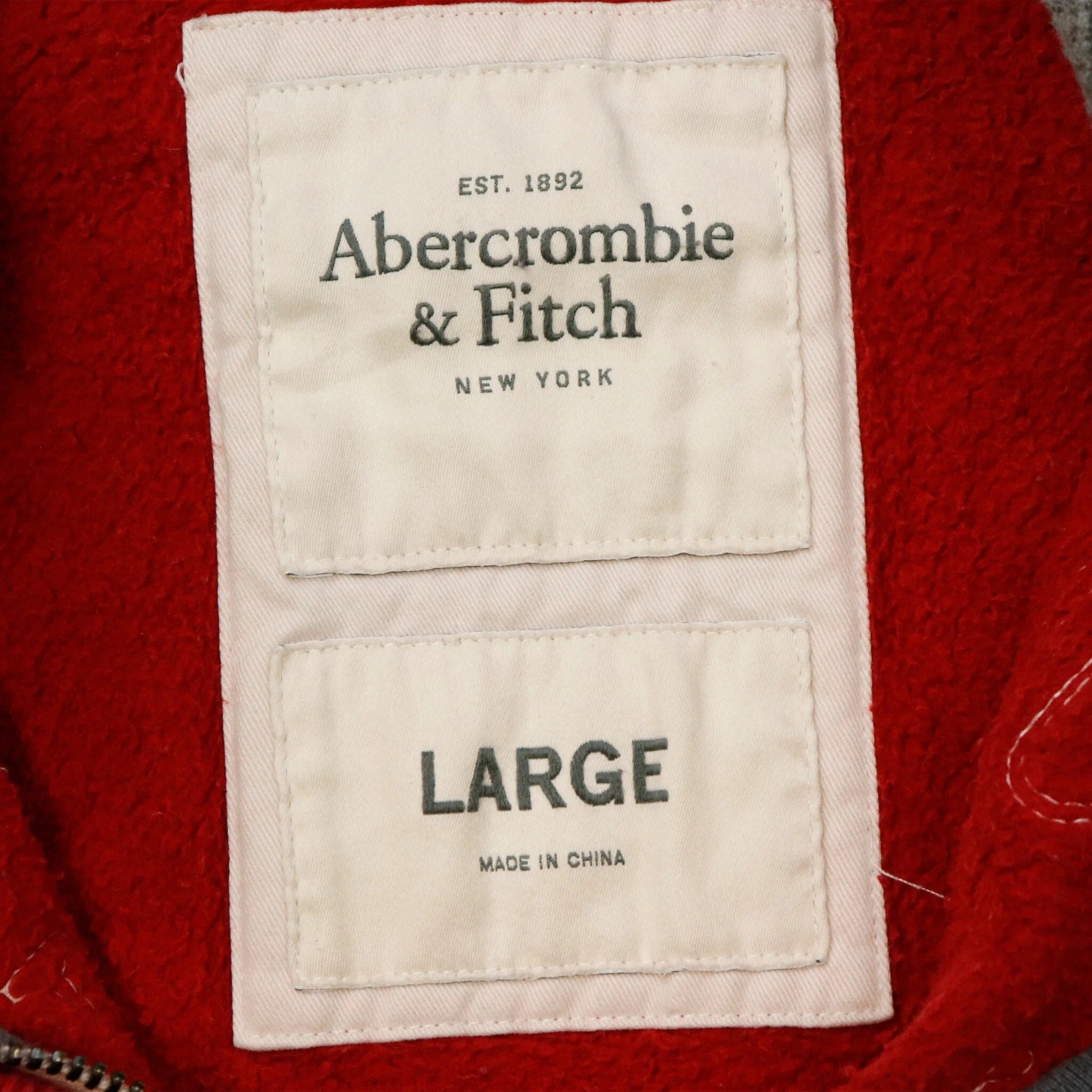 Vintage Abercrombie Red ZIP Up Hoodie Size L Abercrombie & Fitch 