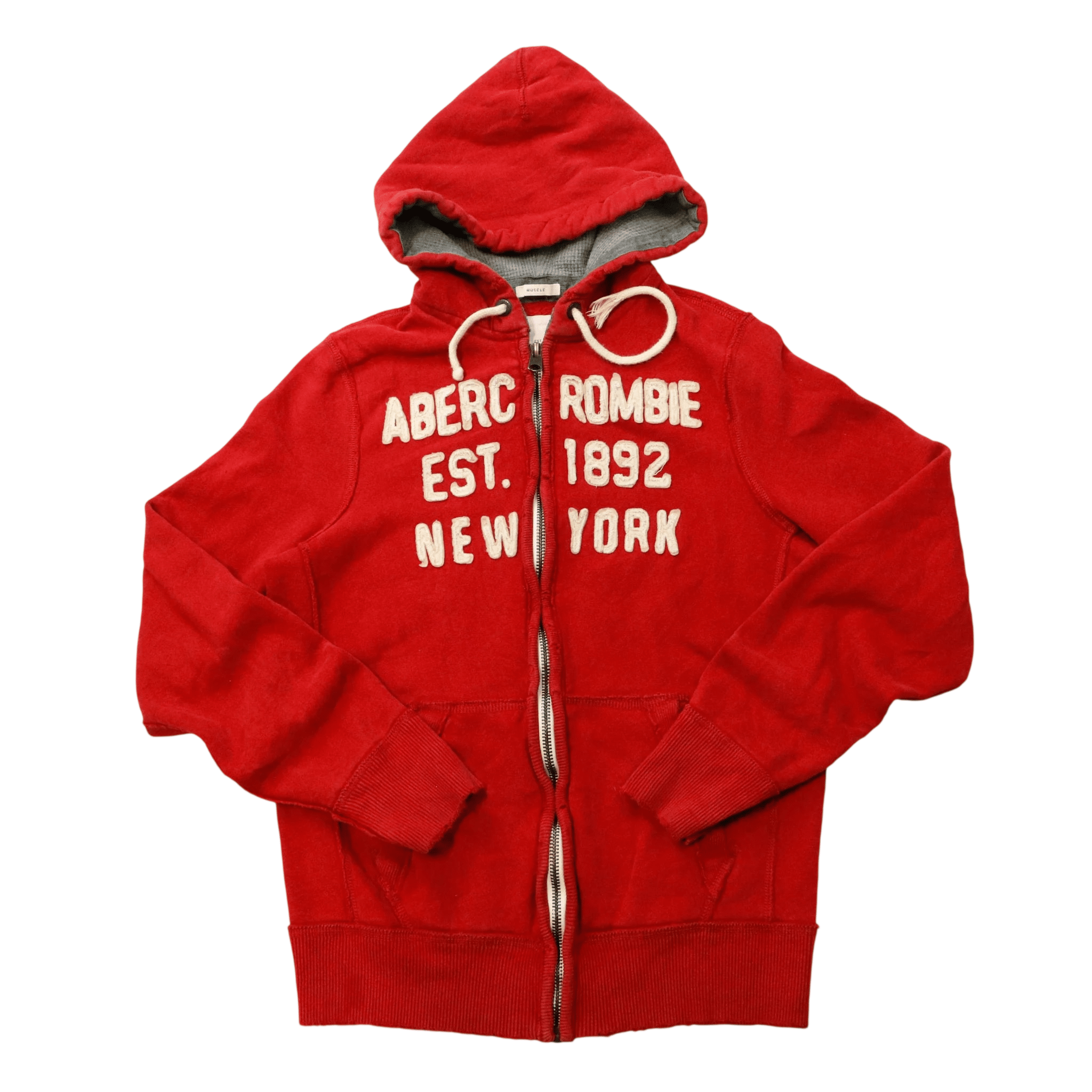 Vintage Abercrombie Red ZIP Up Hoodie Size L Abercrombie & Fitch 