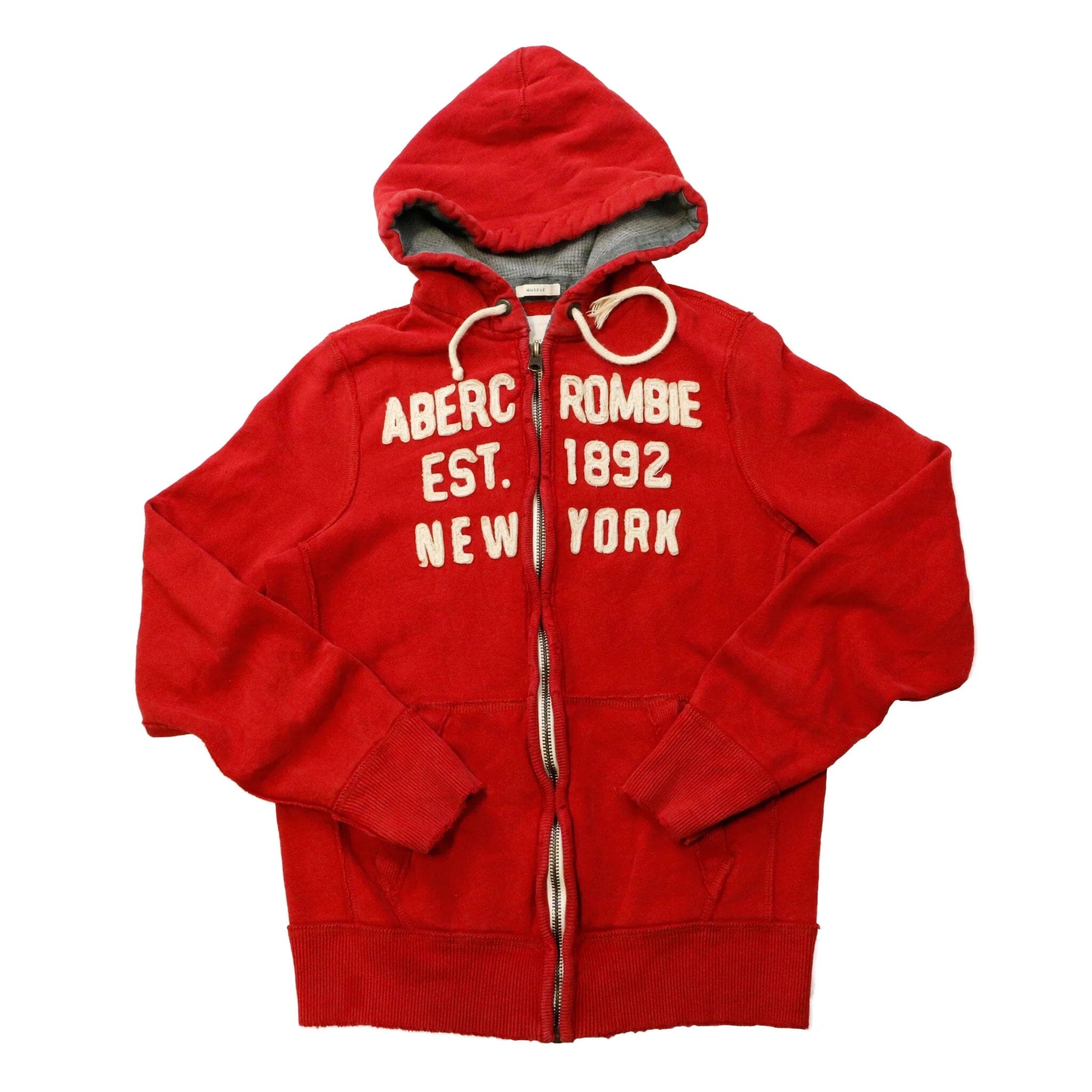 Vintage Abercrombie Red ZIP Up Hoodie Size L Abercrombie & Fitch 