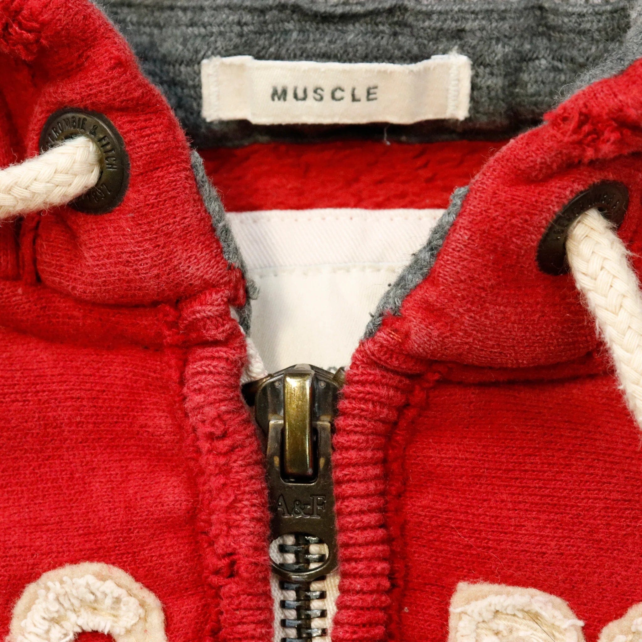 Vintage Abercrombie Red ZIP Up Hoodie Size L Abercrombie & Fitch 