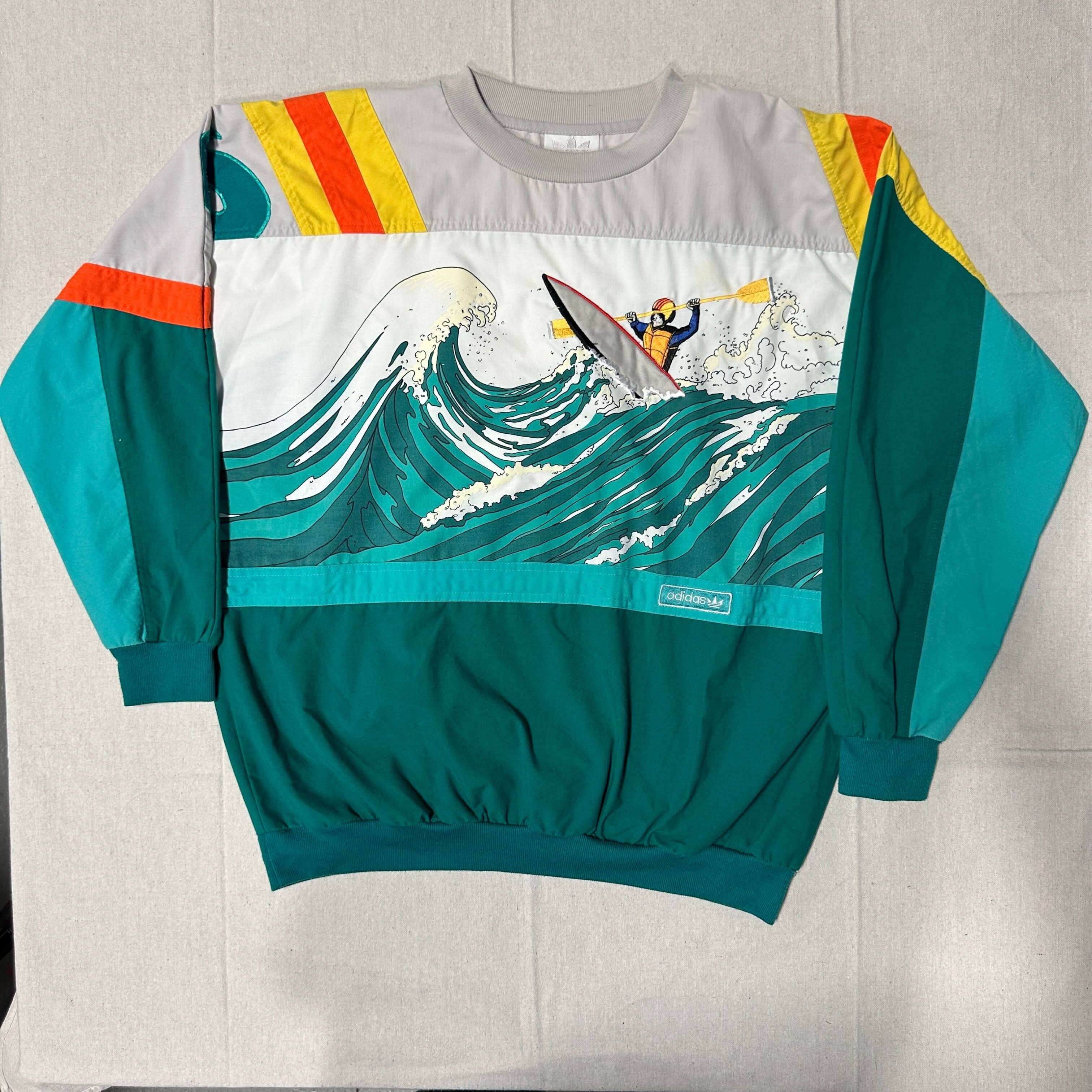 Vintage Adidas Amuza River Kayak Graphic Crewneck Sweatshirt Size XL FAIF.CA 