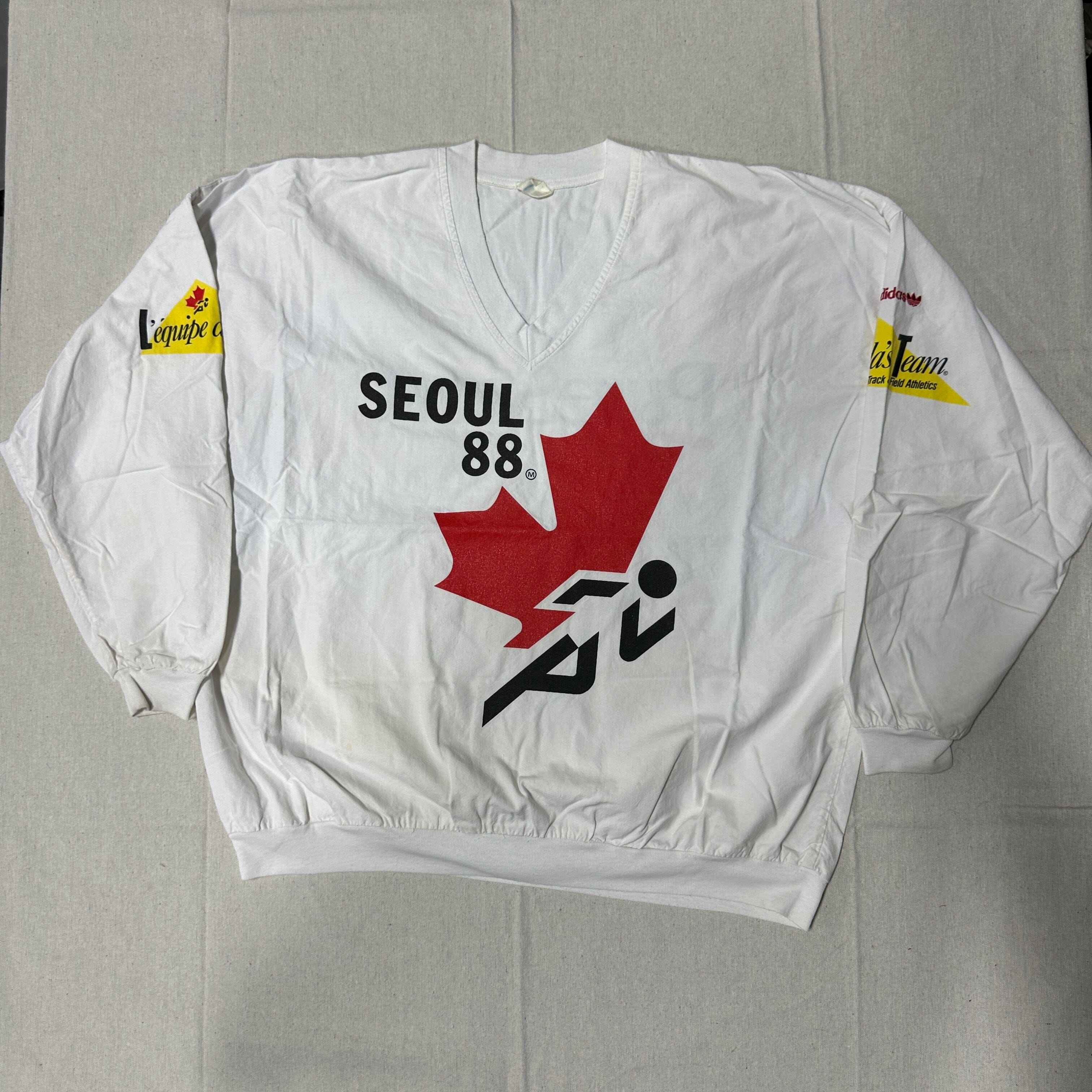 Vintage adidas Seoul 88 Maple Leaf Crewneck Sweatshirt Size XL FAIF.CA 