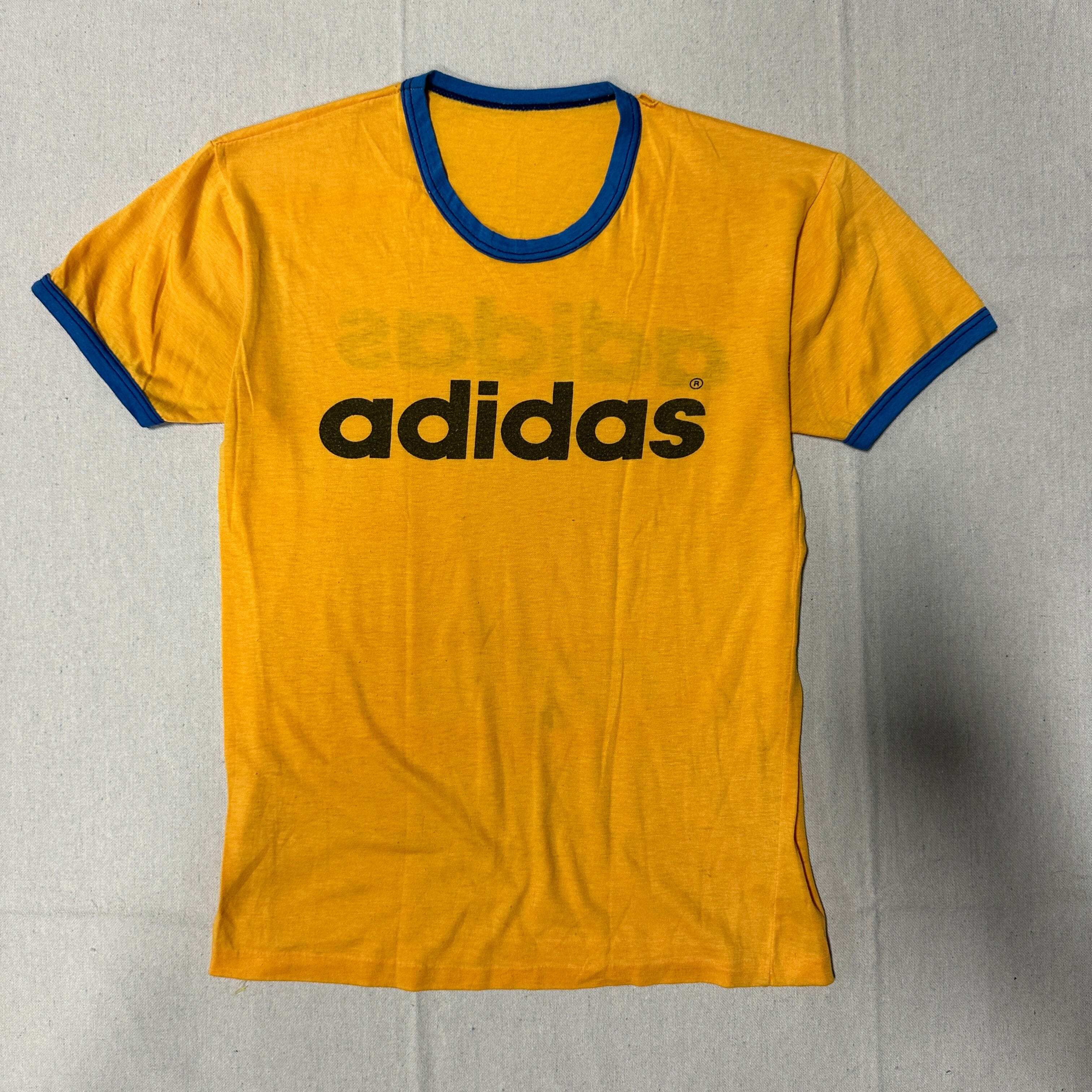 Vintage Adidas Yellow Ringer T-shirt Size Medium 70s FAIF.CA 