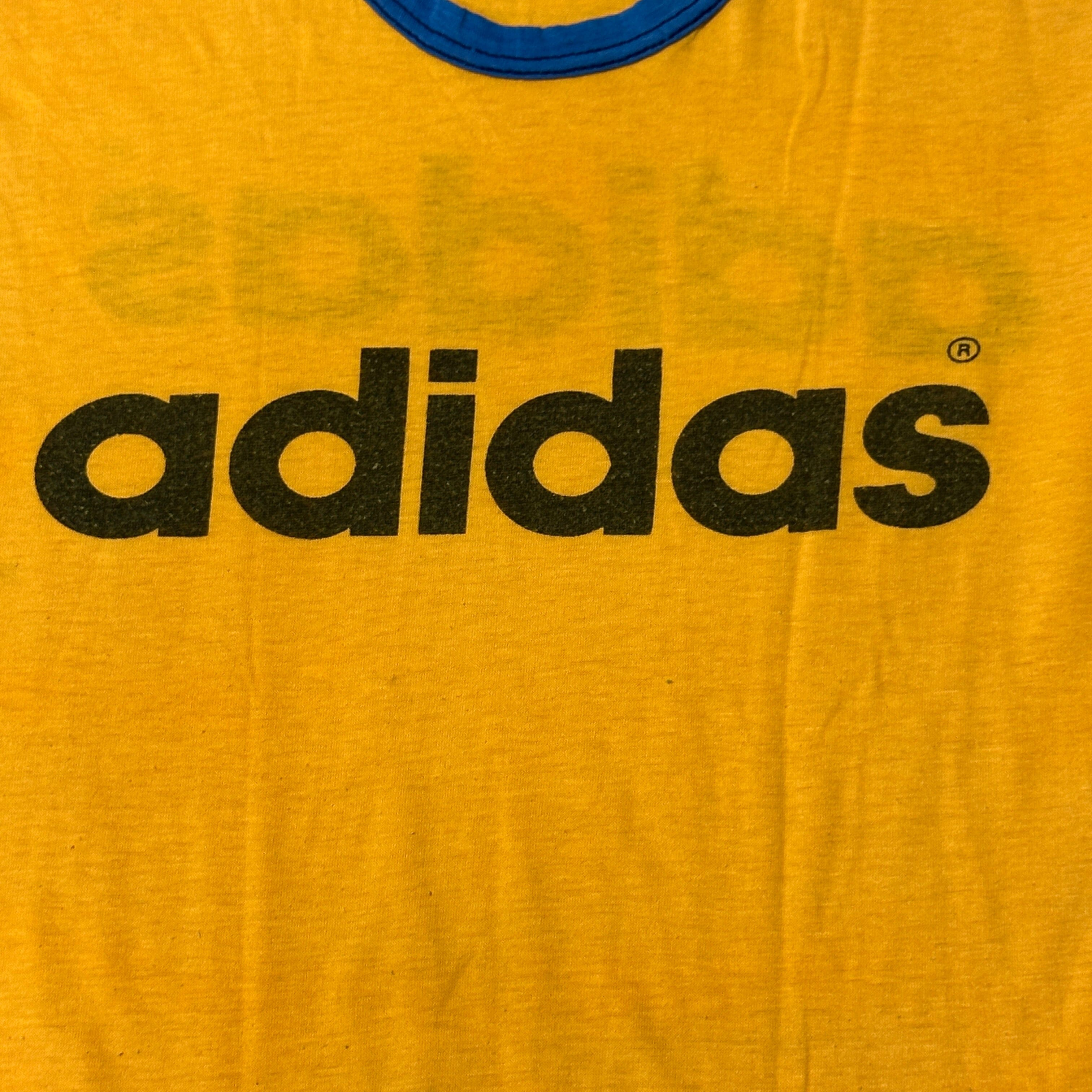 Vintage Adidas Yellow Ringer T-shirt Size Medium 70s FAIF.CA 